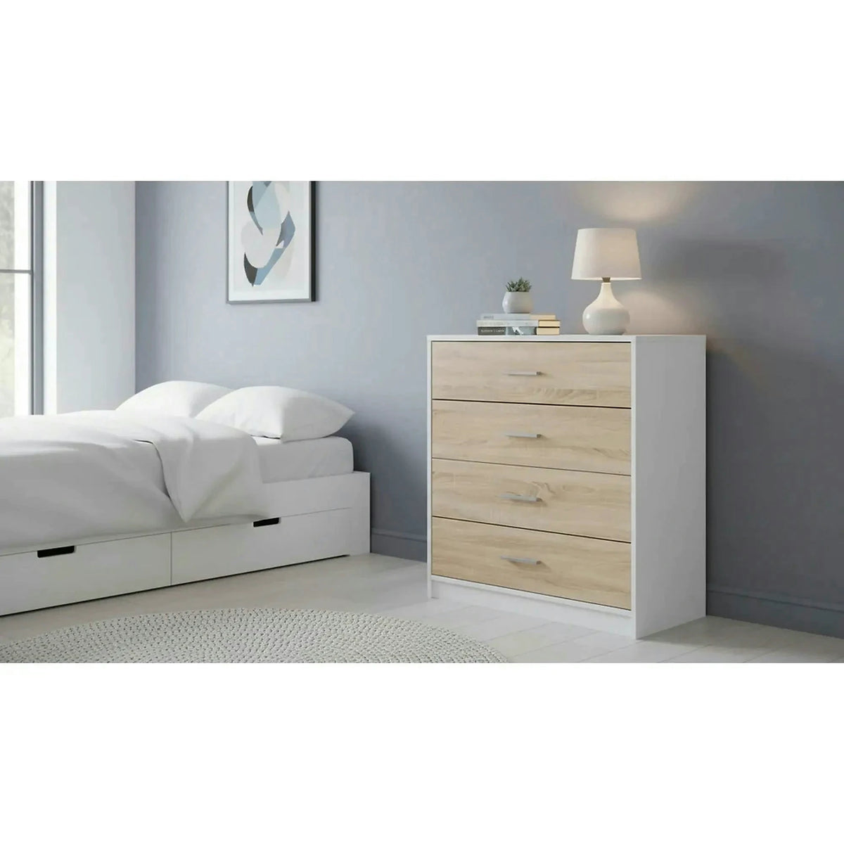 Comoda NEPO PLUS, stejar sonoma/alb, PAL, 80x34x84 cm