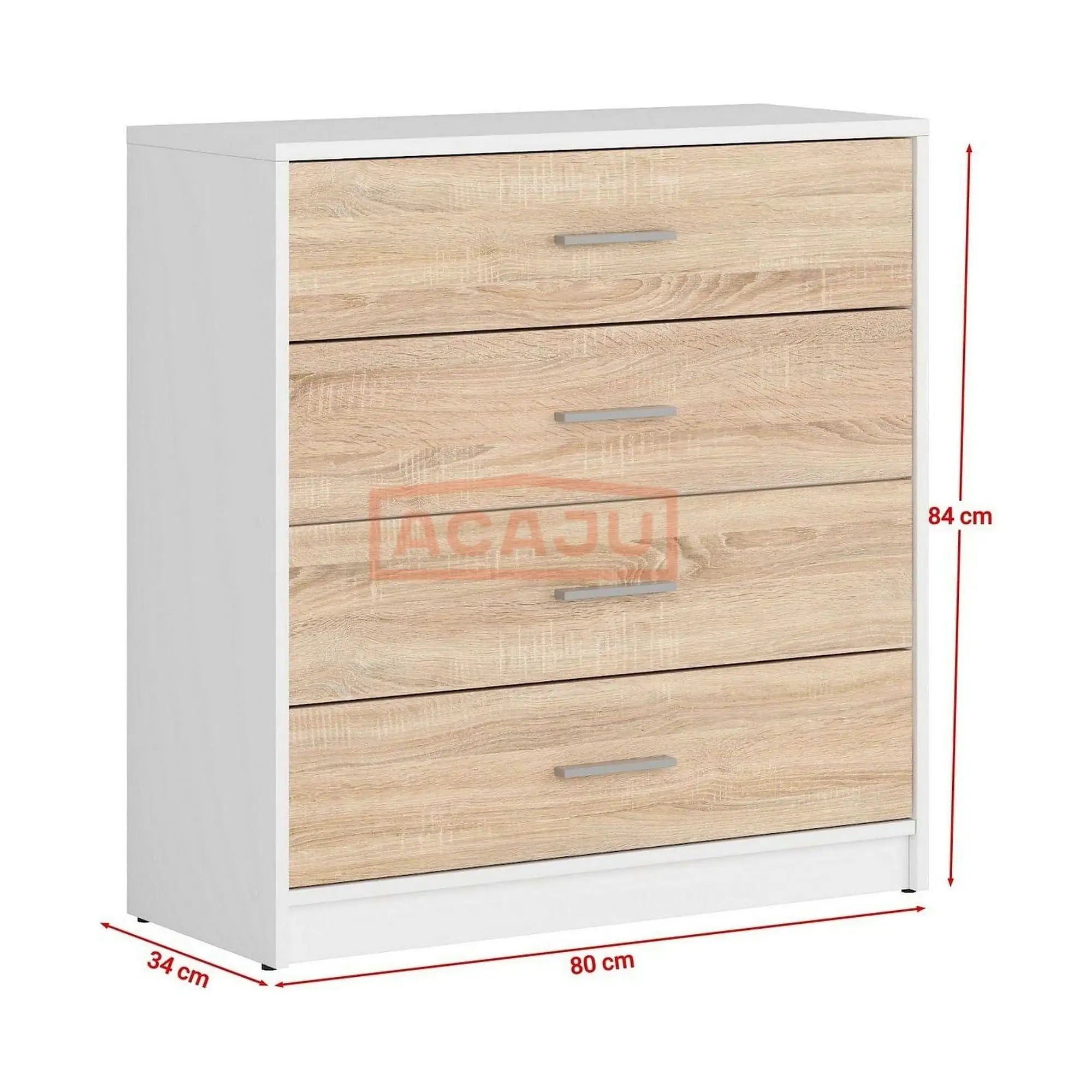 Comoda NEPO PLUS, stejar sonoma/alb, PAL, 80x34x84 cm