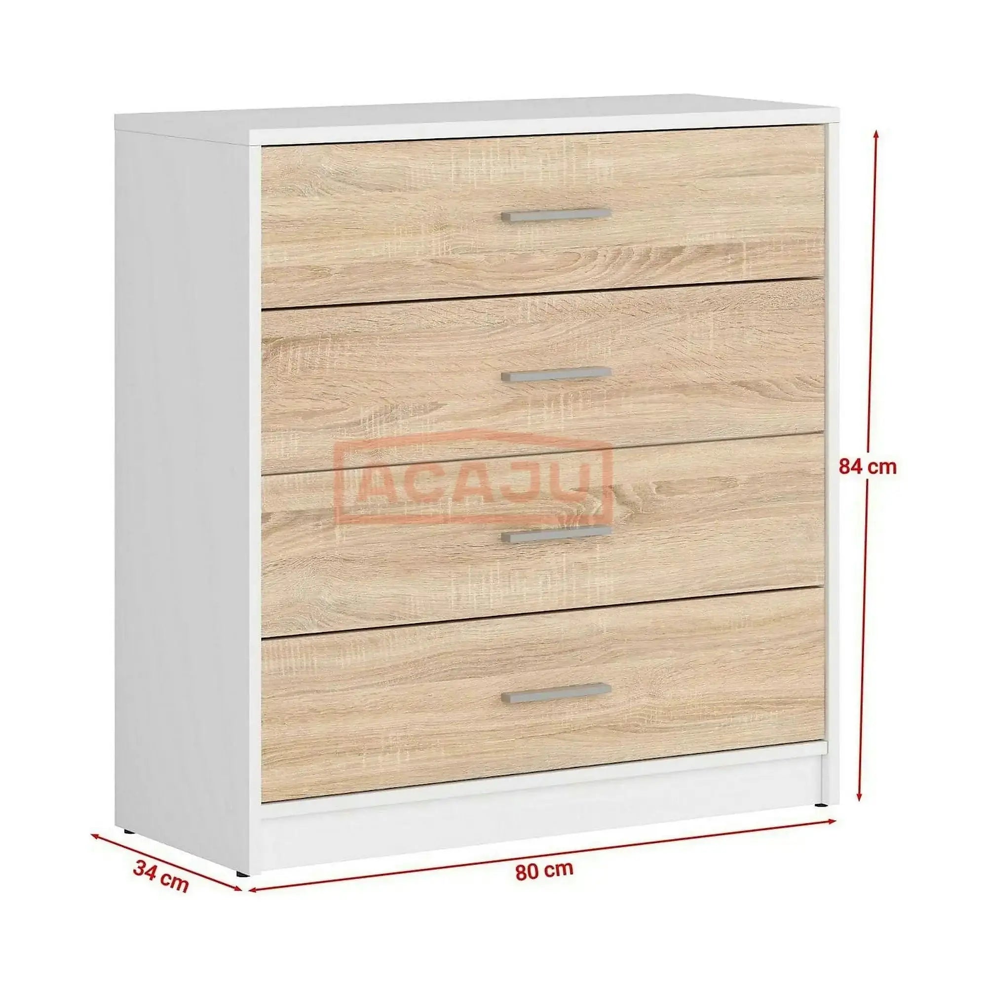 Comoda NEPO PLUS, stejar sonoma/alb, PAL, 80x34x84 cm