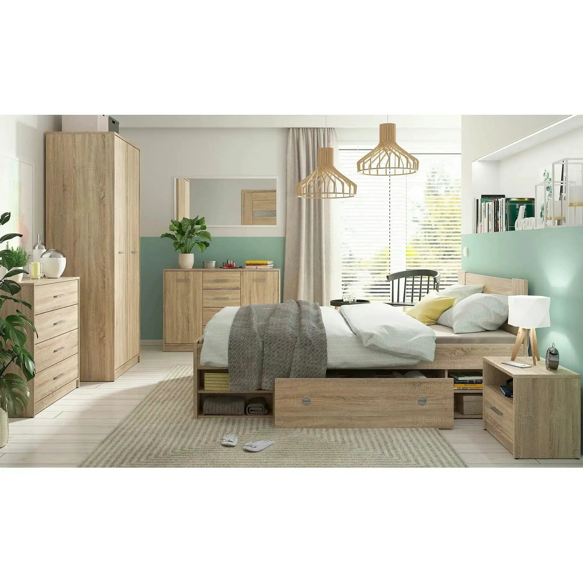 Comoda NEPO PLUS, stejar sonoma, PAL laminat, 119x34x84 cm