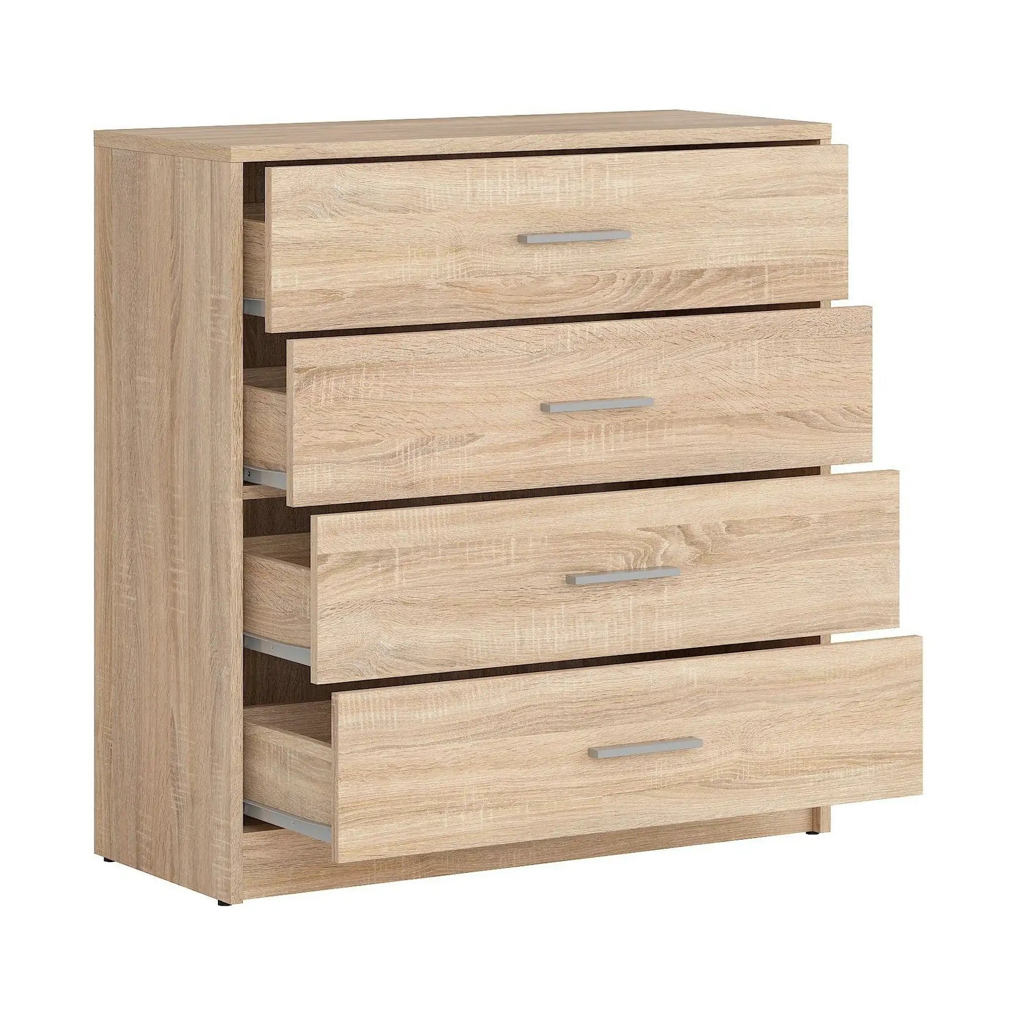 Comoda NEPO PLUS, stejar sonoma, PAL laminat, cu 4 sertare, 80x34x84 cm