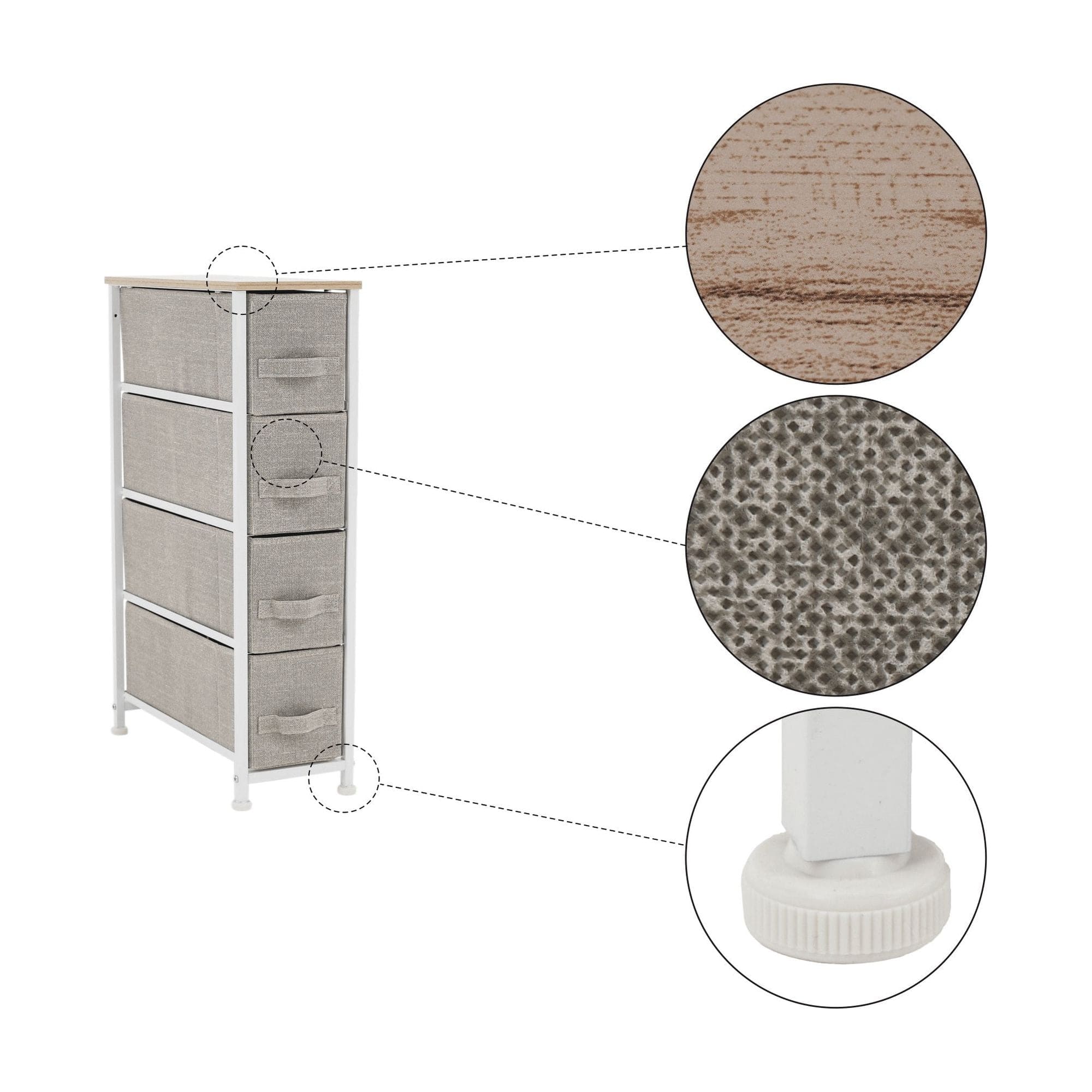 Comoda OFELIA TYP 2, alb/bej/gri, 48x20x76 cm