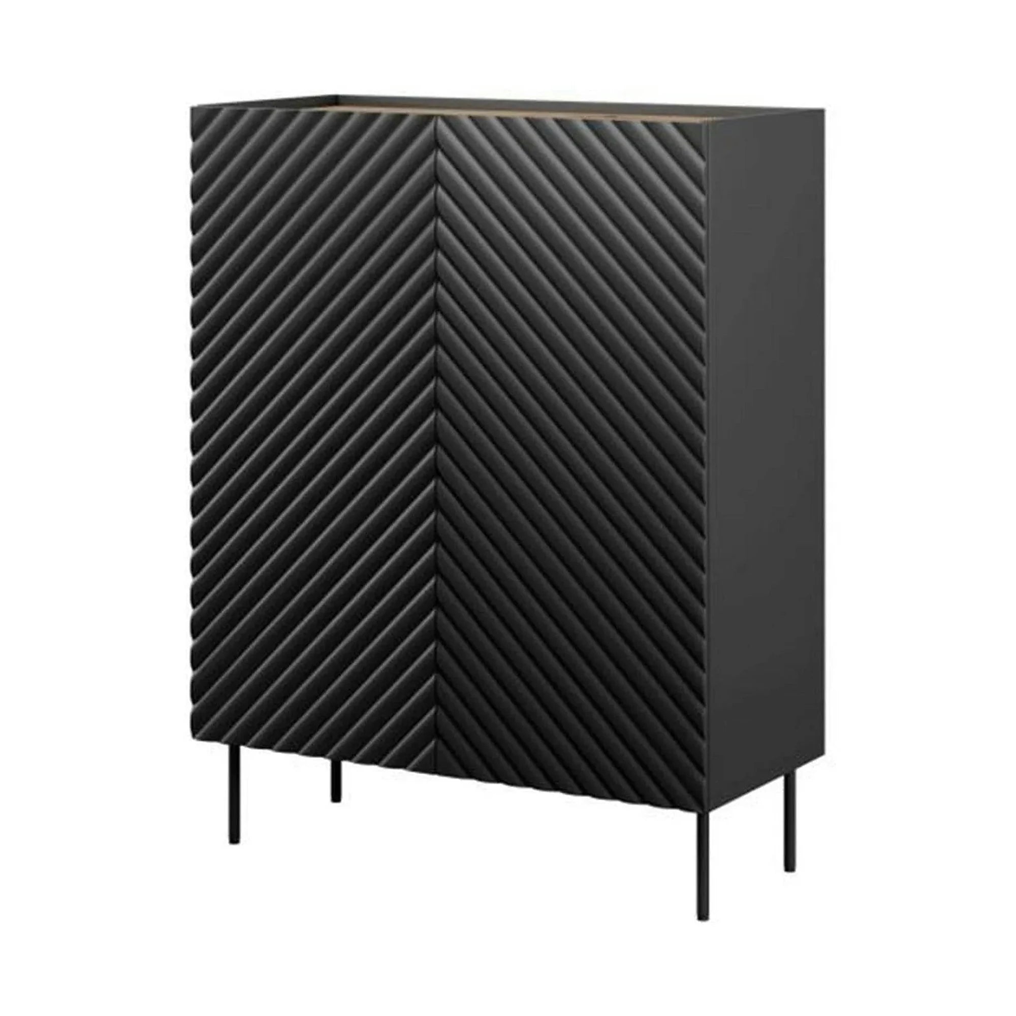 Comoda ONDA, negru/stejar, PAL laminat, 98x45x127 cm
