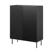 Comoda ONDA, negru/stejar, PAL laminat, 98x45x127 cm