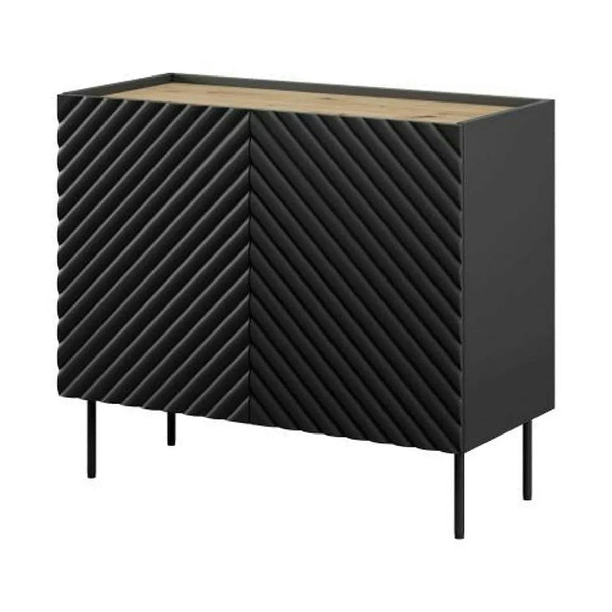 Comoda ONDA, negru/stejar, PAL laminat, 98x45x85 cm