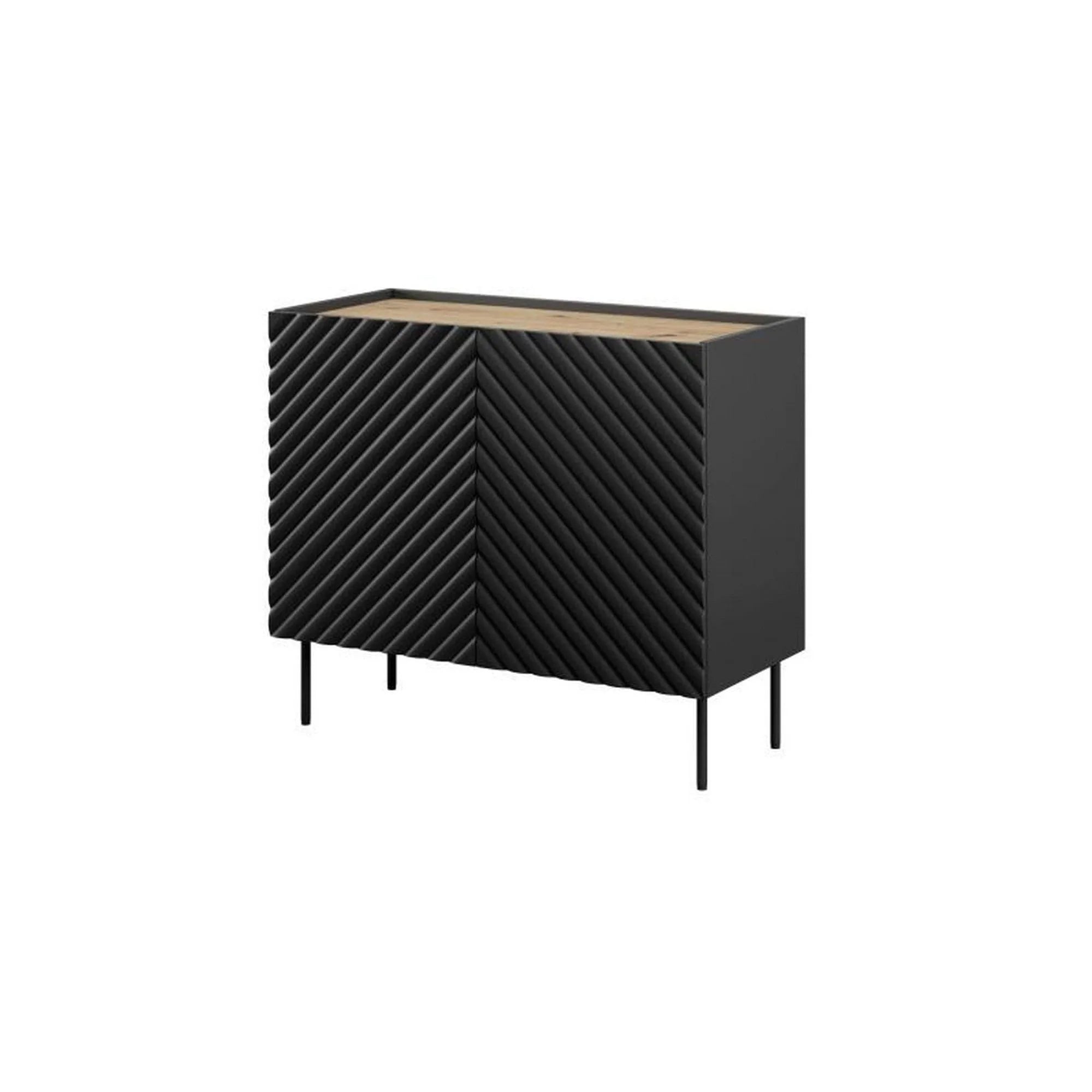 Comoda ONDA, negru/stejar, PAL laminat, 98x45x85 cm