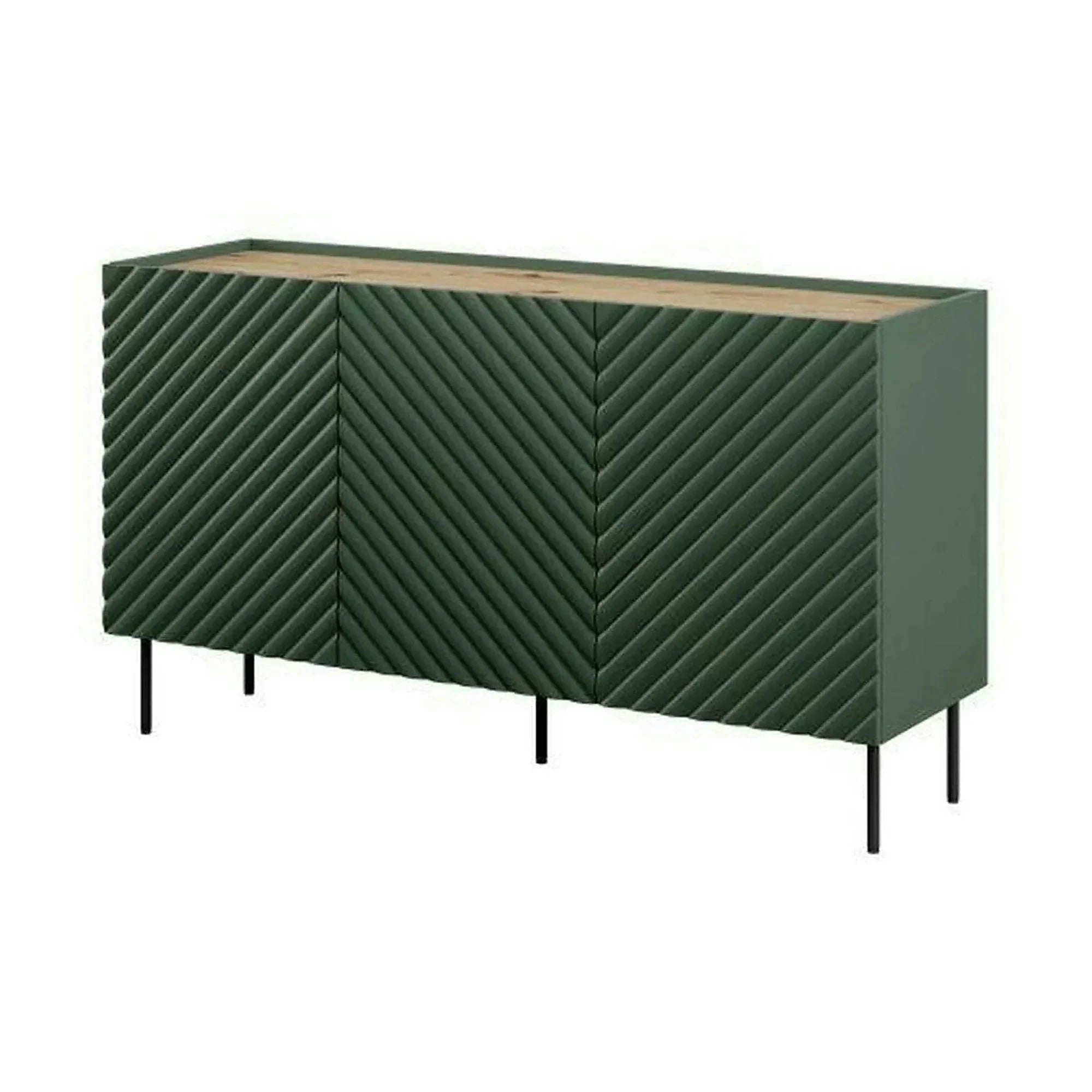 Comoda ONDA, verde inchis/stejar, PAL laminat, 150x45x85 cm