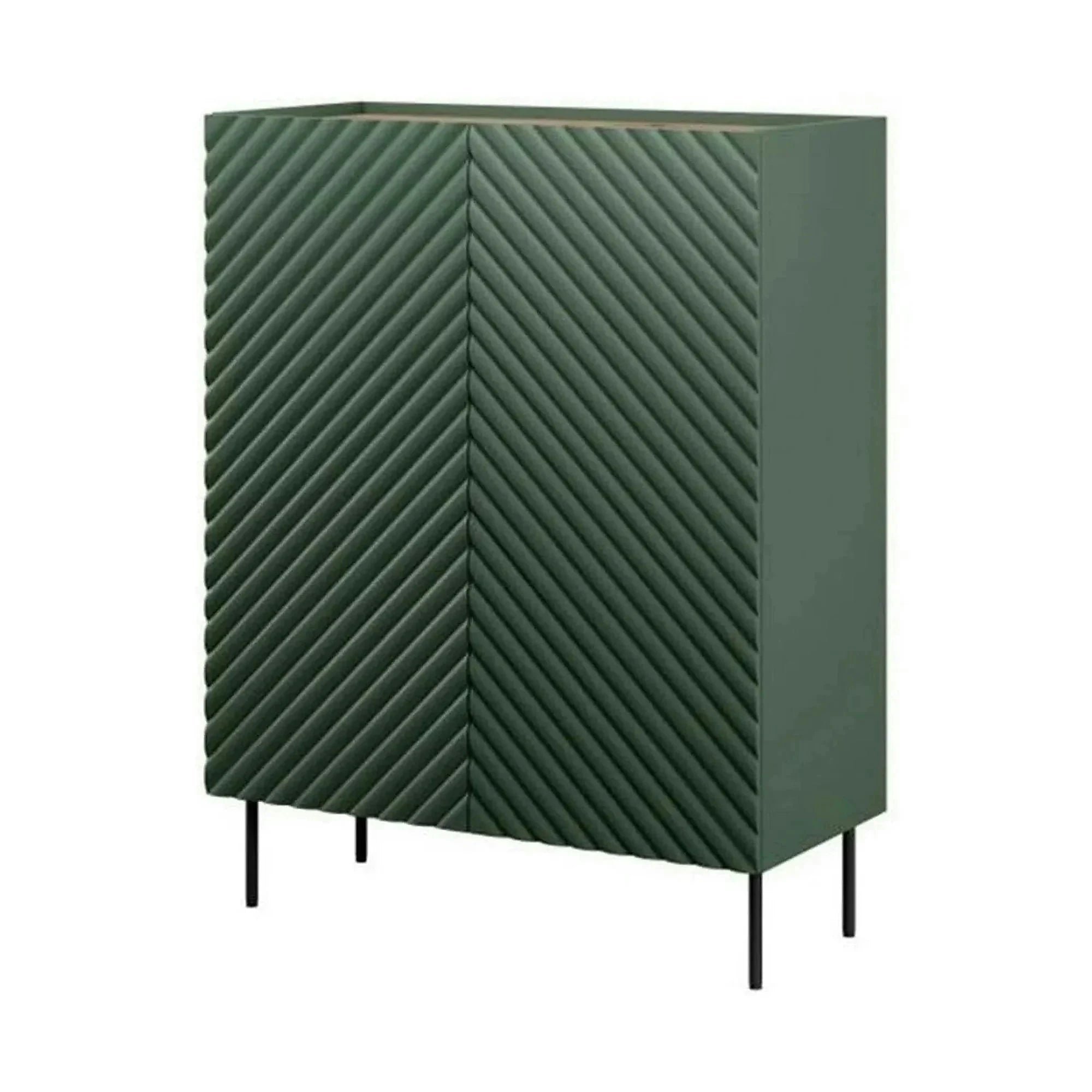 Comoda ONDA, verde inchis/stejar, PAL laminat, 98x45x127 cm