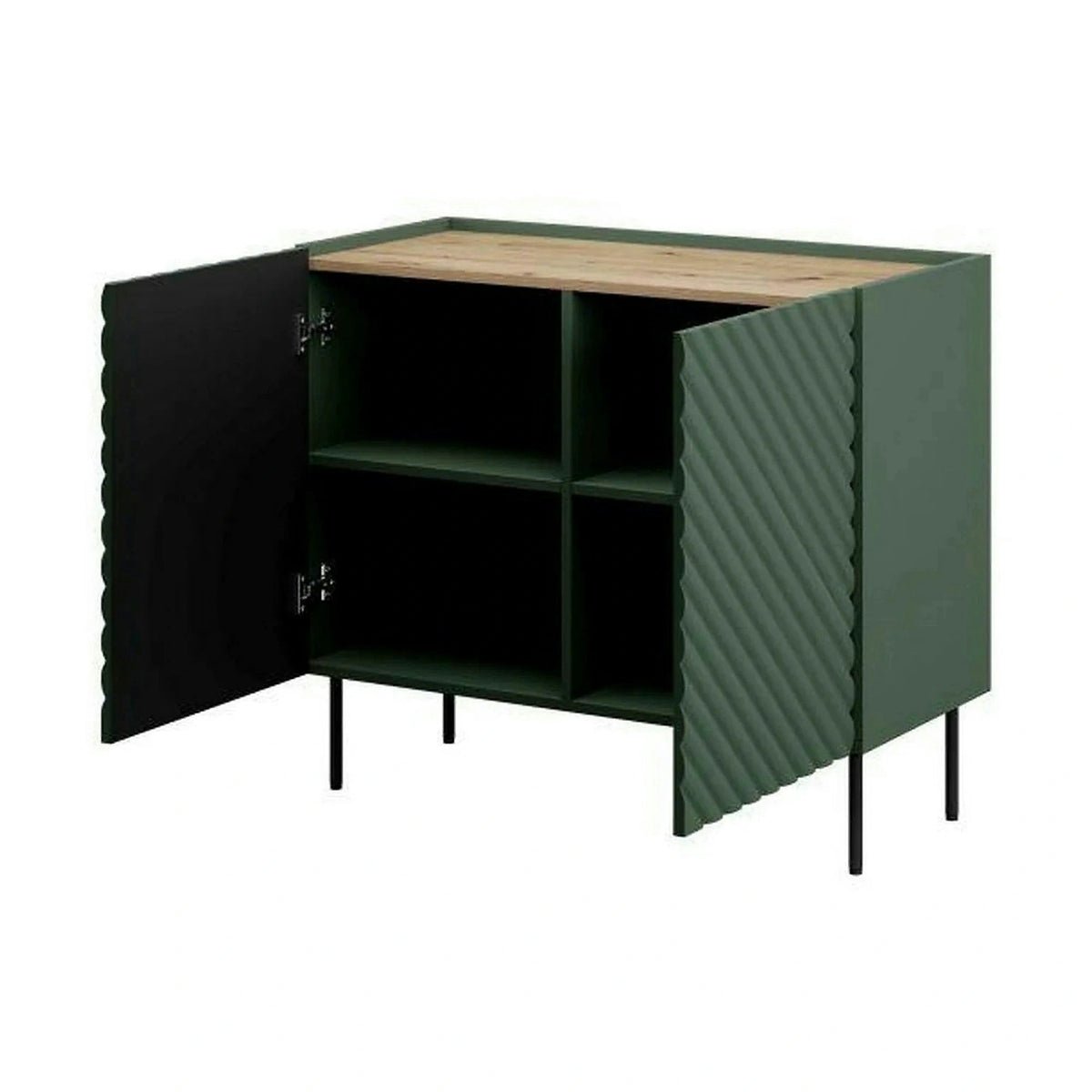 Comoda ONDA, verde inchis/stejar, PAL laminat, 98x45x85 cm