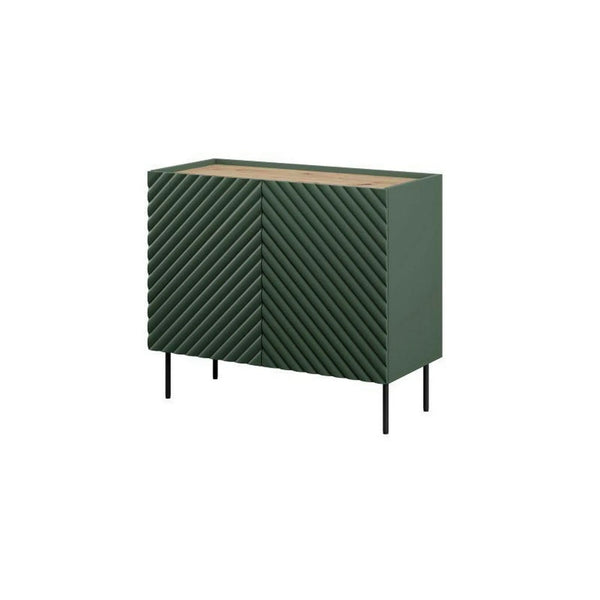 Comoda ONDA, verde inchis/stejar, PAL laminat, 98x45x85 cm
