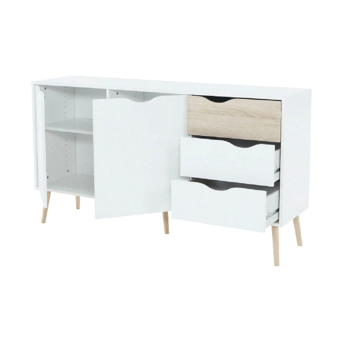 Comoda OSLO 75381, alb, stejar sonoma, PAL melaminat, 147x39x81 cm
