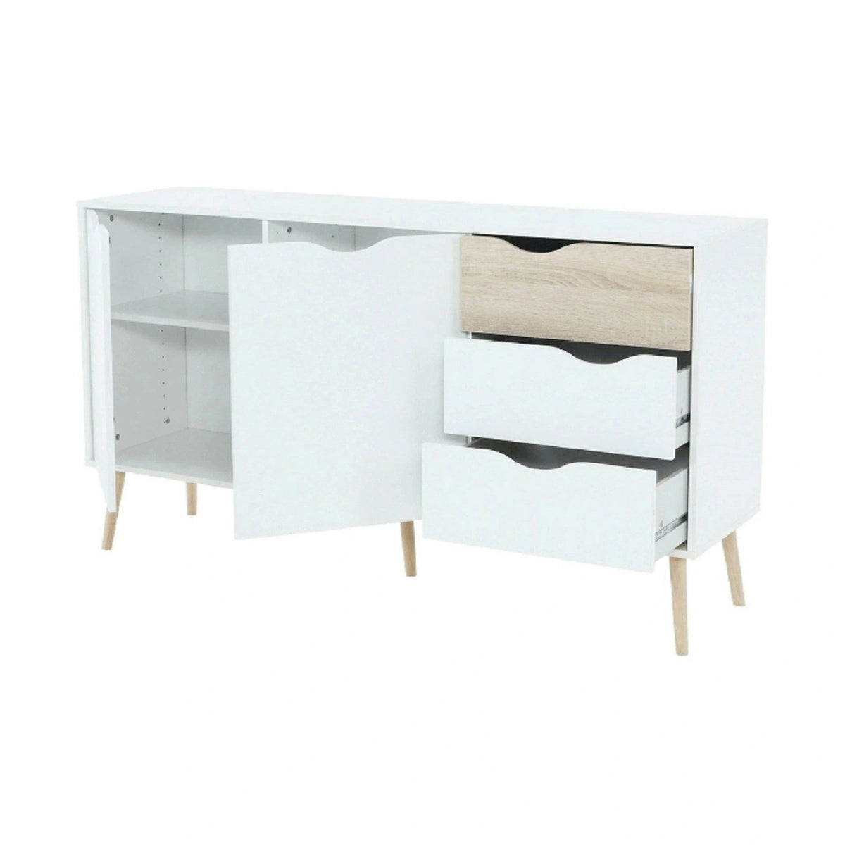 Comoda OSLO 75381, alb, stejar sonoma, PAL melaminat, 147x39x81 cm