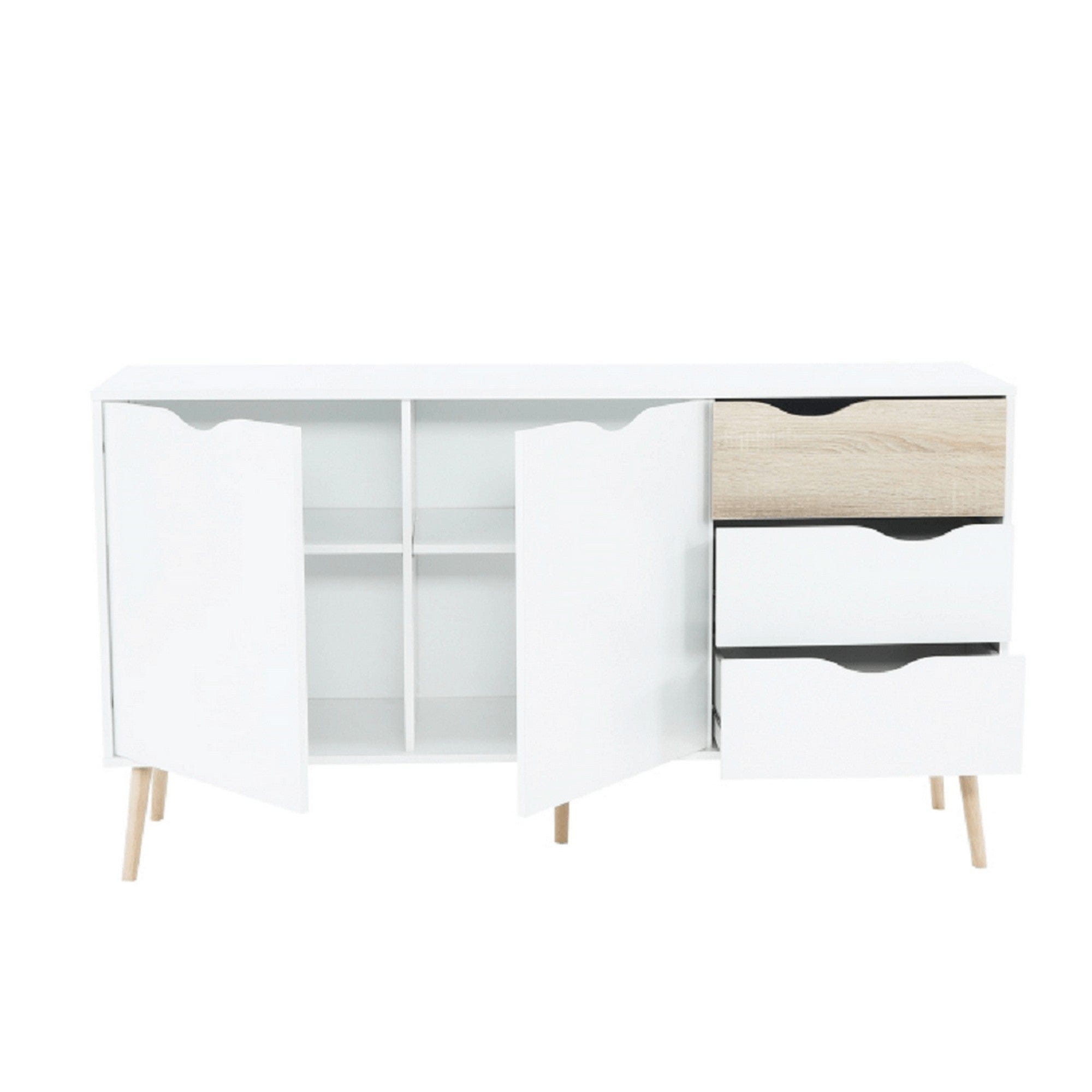 Comoda OSLO 75381, alb, stejar sonoma, PAL melaminat, 147x39x81 cm