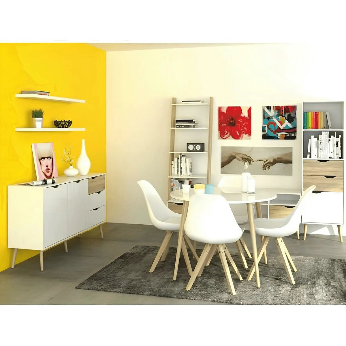 Comoda OSLO 75381, alb, stejar sonoma, PAL melaminat, 147x39x81 cm