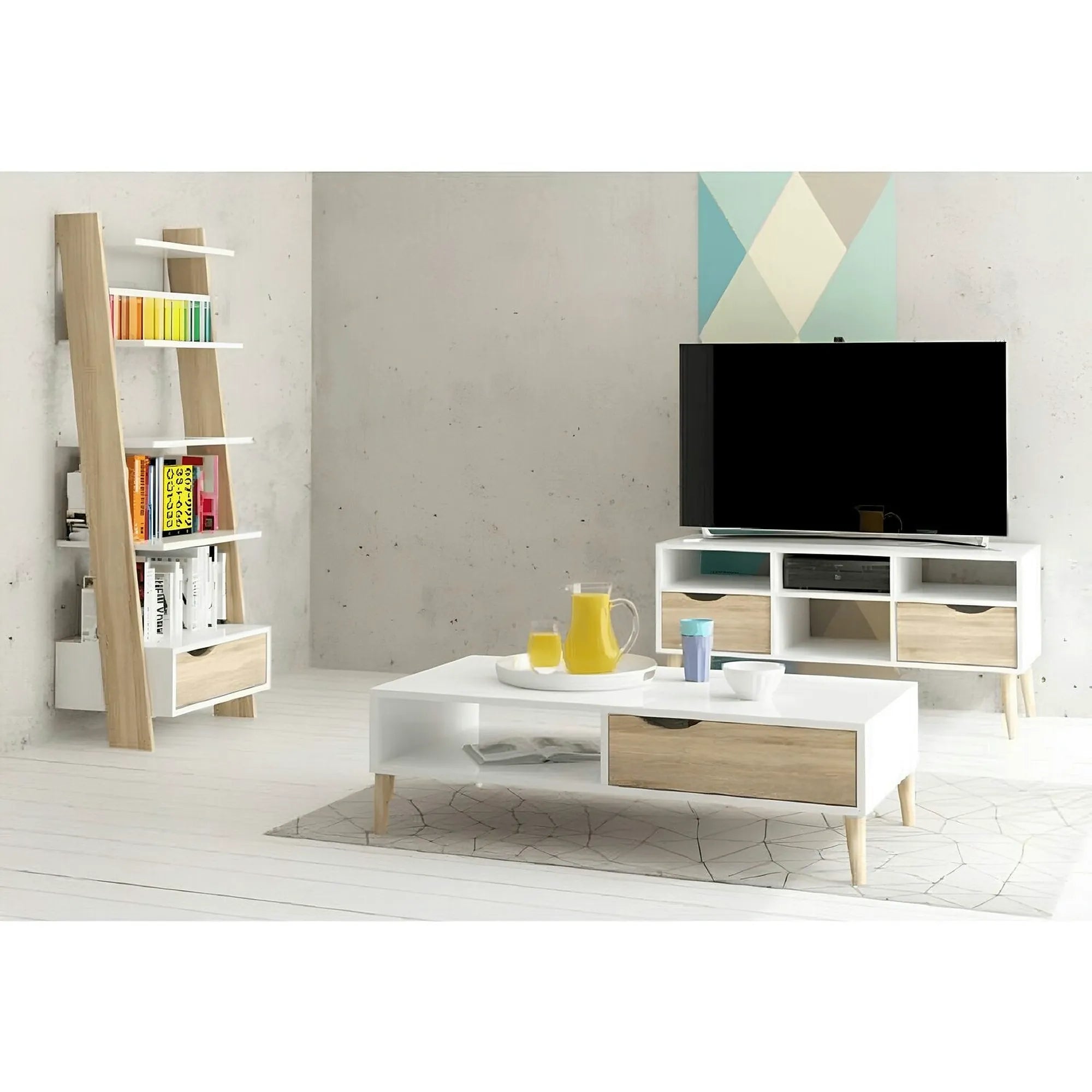 Comoda OSLO 75387, alb, stejar sonoma, PAL melaminat, 98x39x81 cm