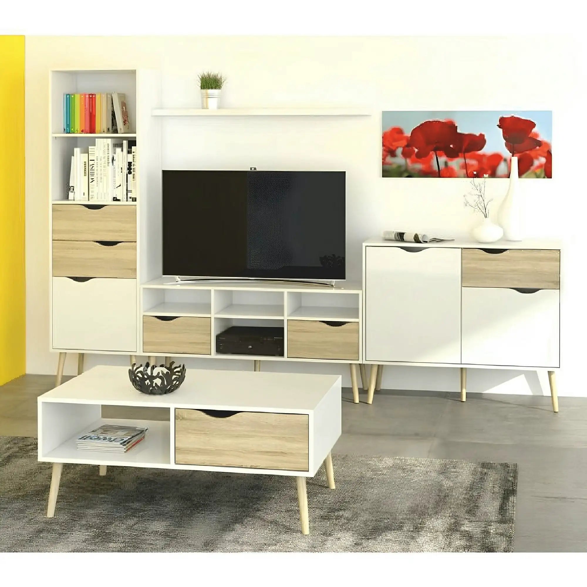 Comoda OSLO 75387, alb, stejar sonoma, PAL melaminat, 98x39x81 cm