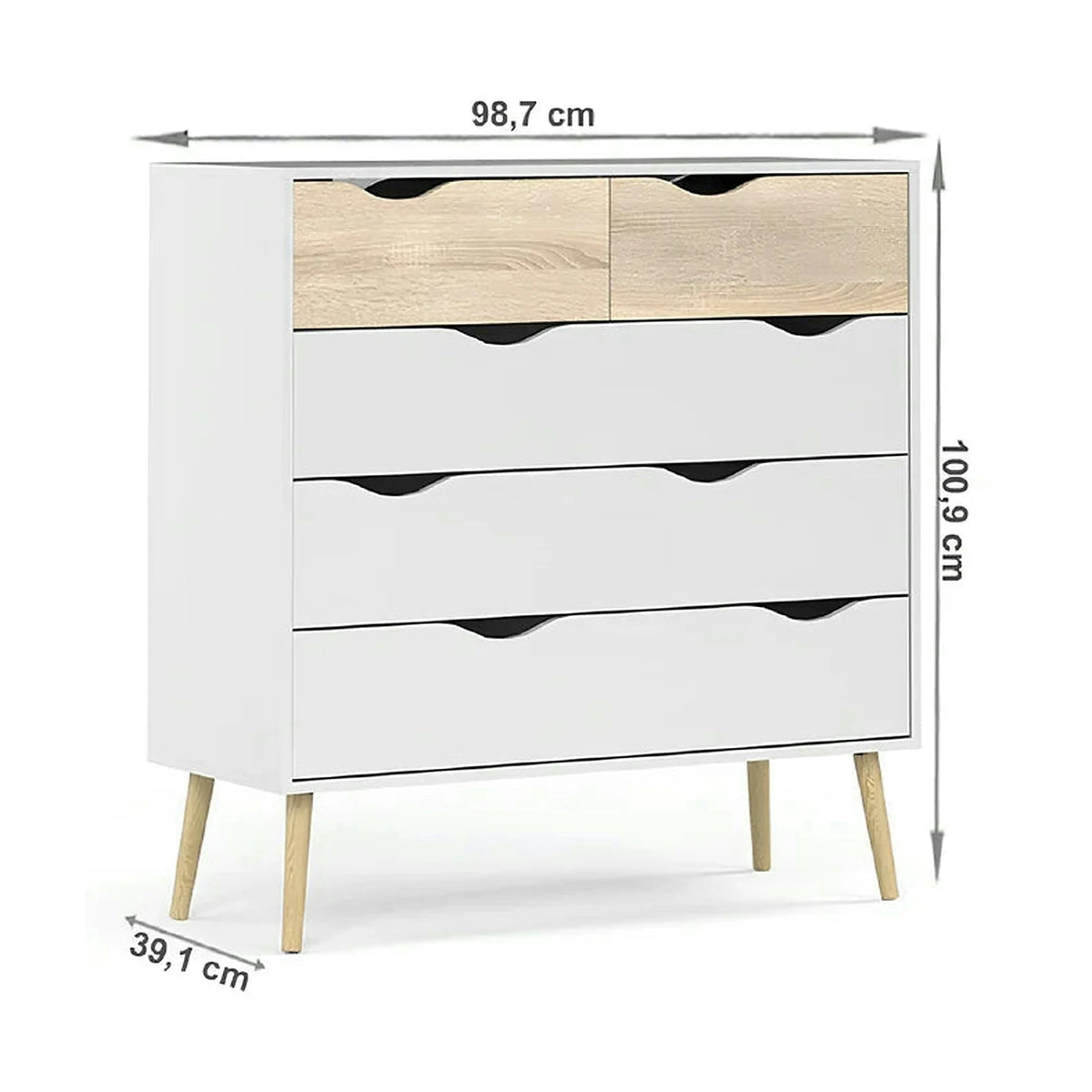 Comoda OSLO 75456, stejar sonoma/alb, DTD laminat, 99x39x101 cm