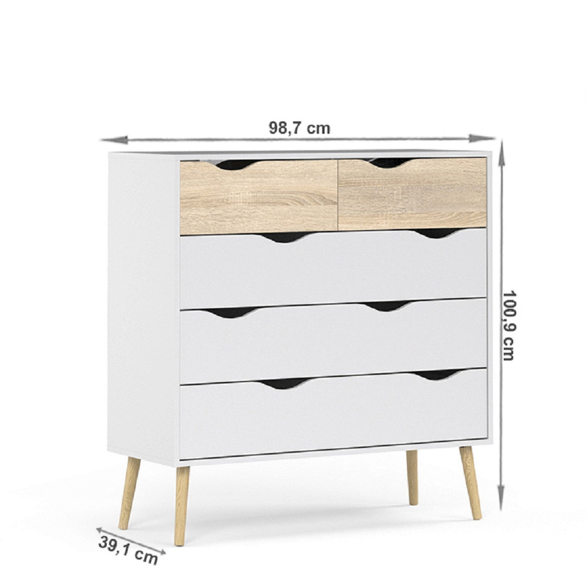 Comoda OSLO 75456, stejar sonoma/alb, DTD laminat, 99x39x101 cm