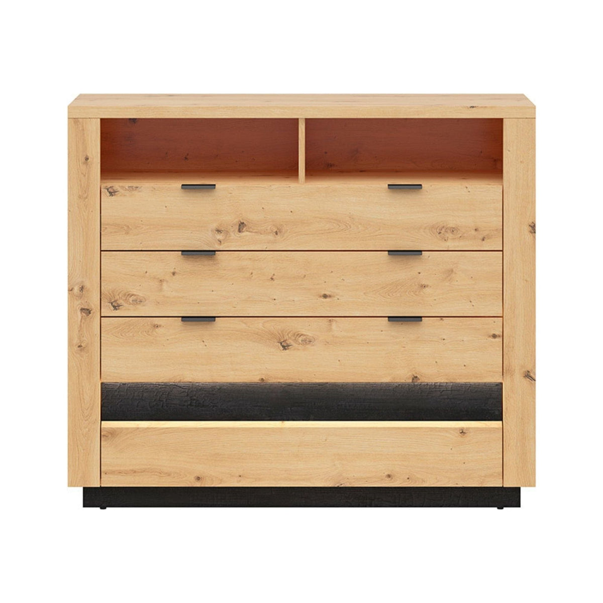 Comoda OSTIA, stejar artisan/negru, PAL, 117x42x101 cm