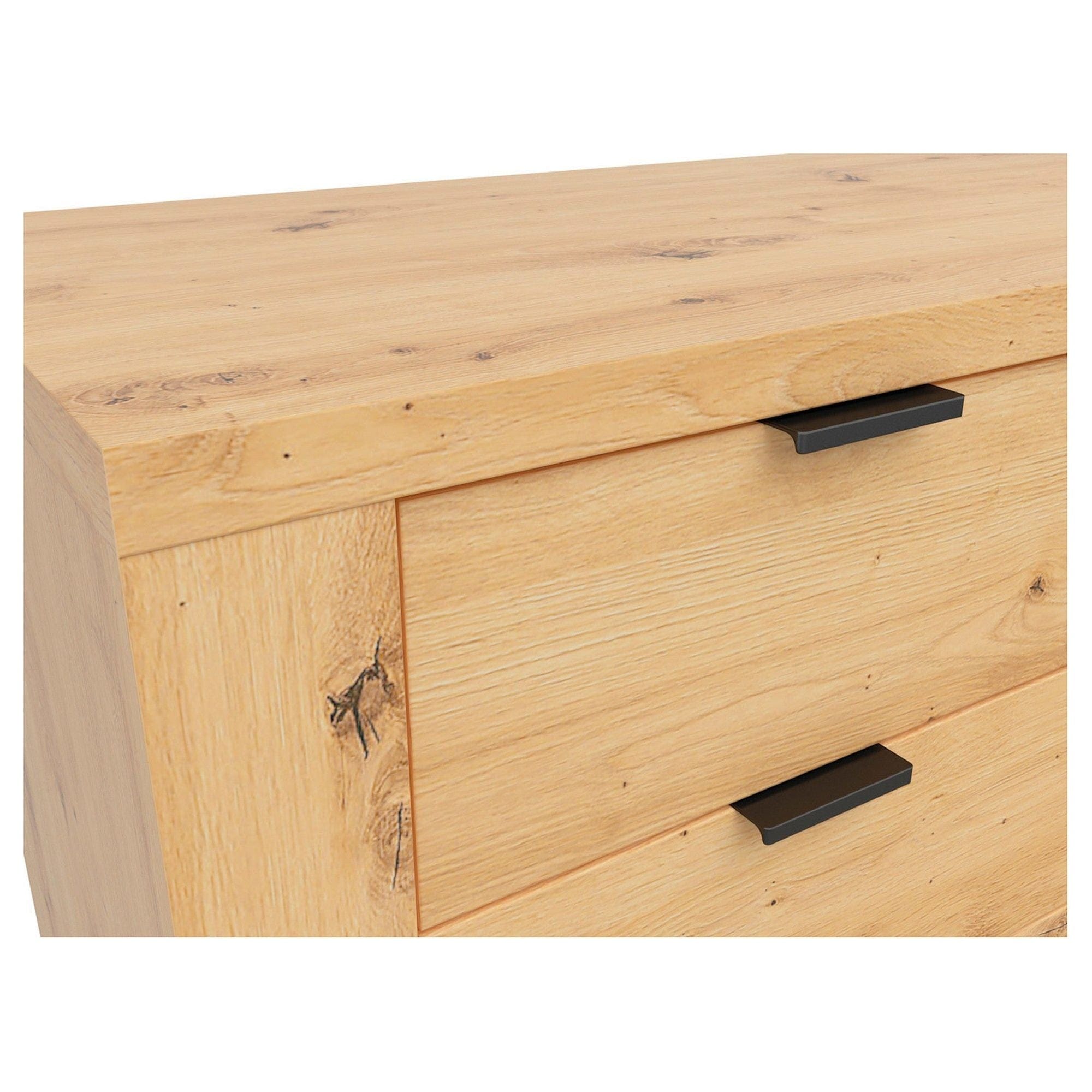 Comoda OSTIA, stejar artisan/negru, PAL, 161x42x85 cm