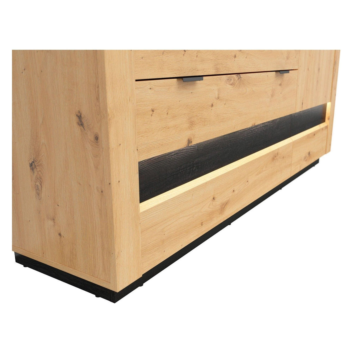 Comoda OSTIA, stejar artisan/negru, PAL, 161x42x85 cm