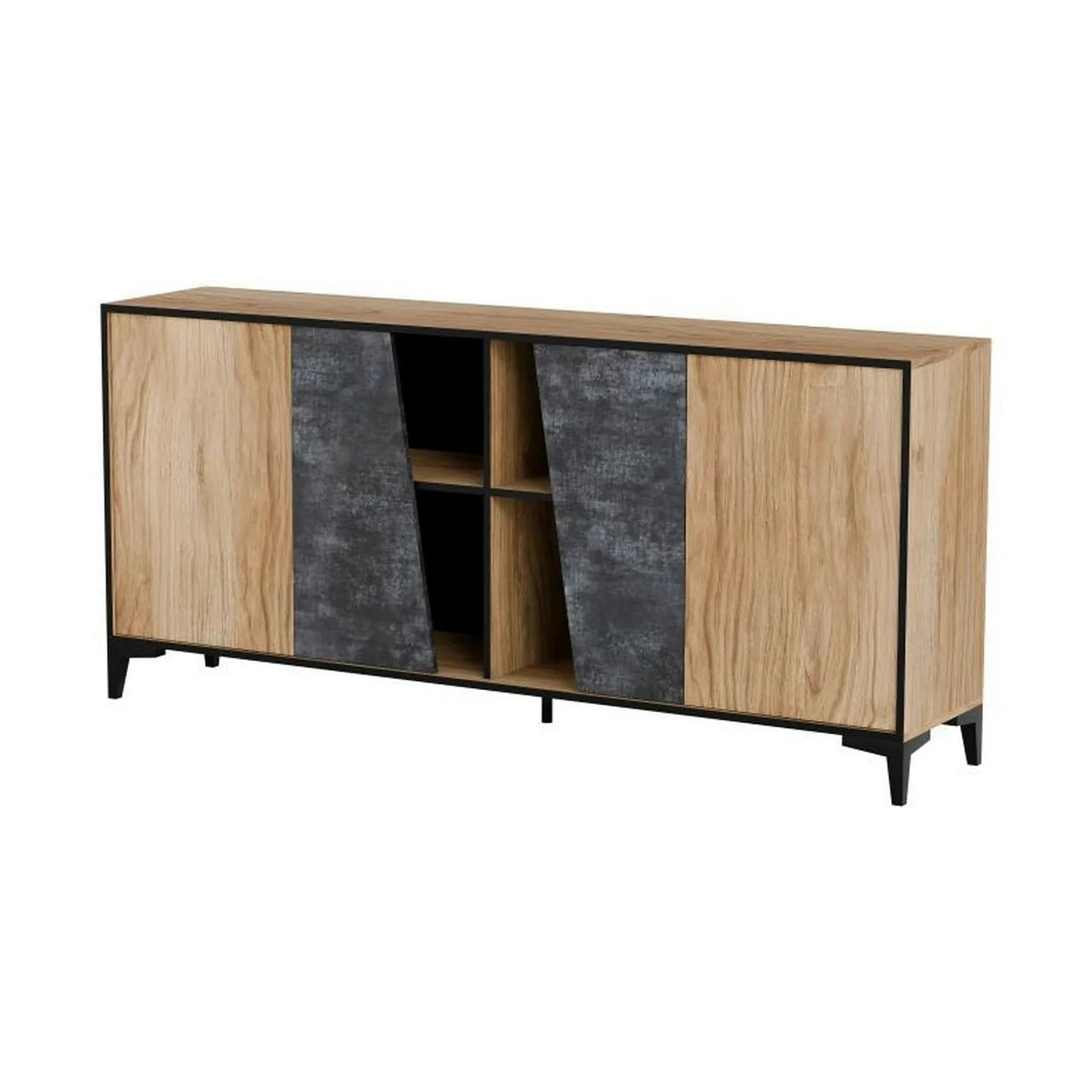 Comoda OVO, stejar/gri beton, PAL laminat, 180x38x83 cm