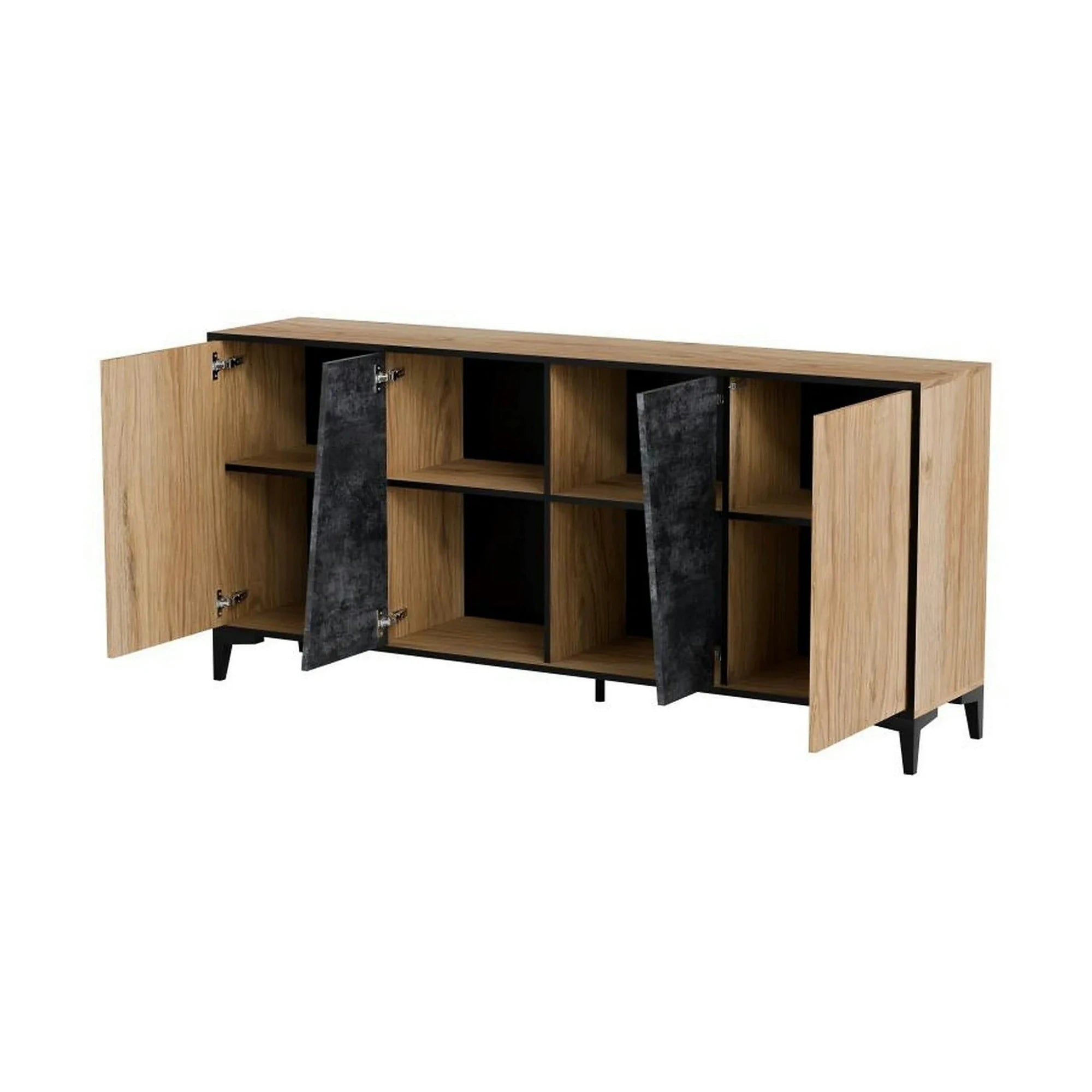 Comoda OVO, stejar/gri beton, PAL laminat, 180x38x83 cm