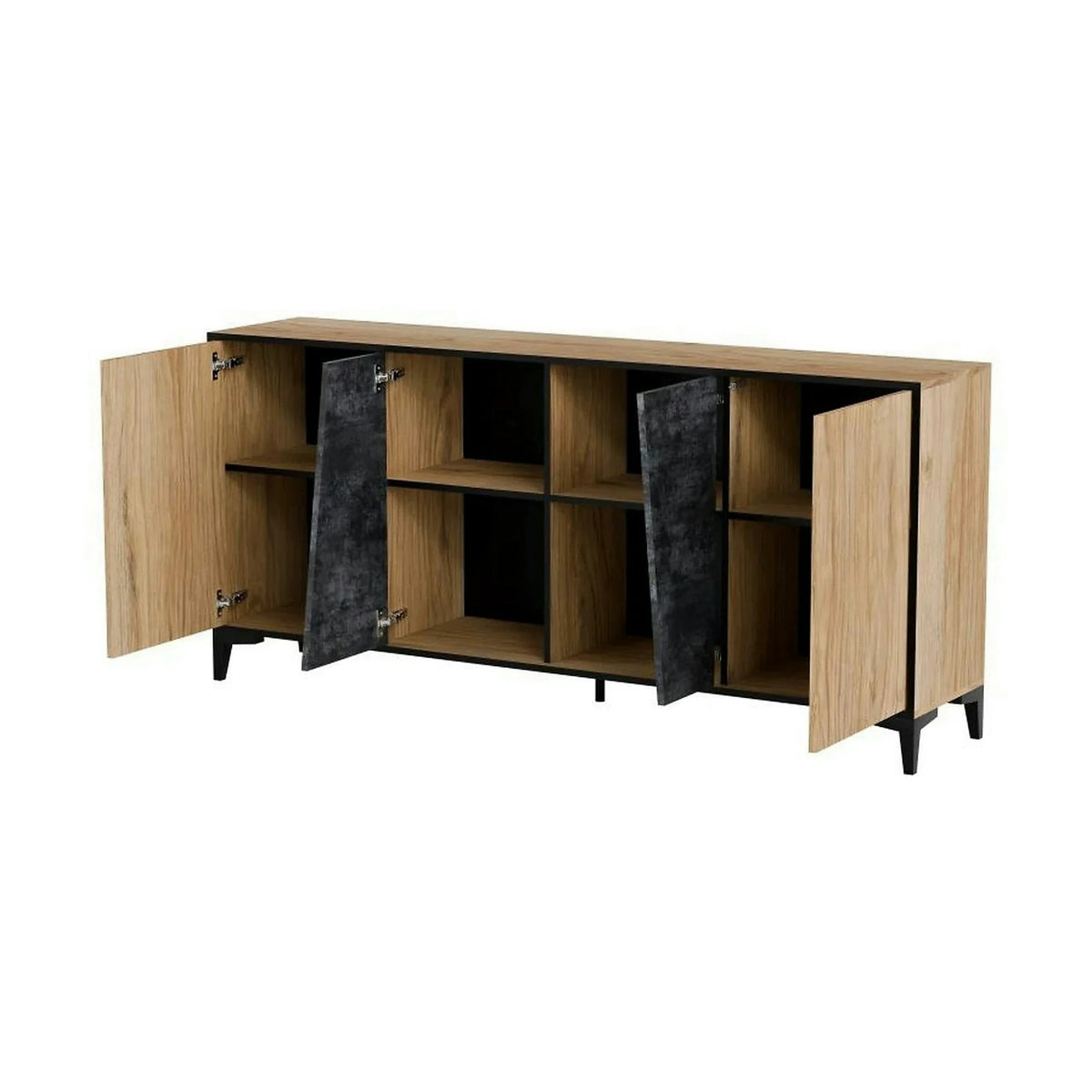 Comoda OVO, stejar/gri beton, PAL laminat, 180x38x83 cm