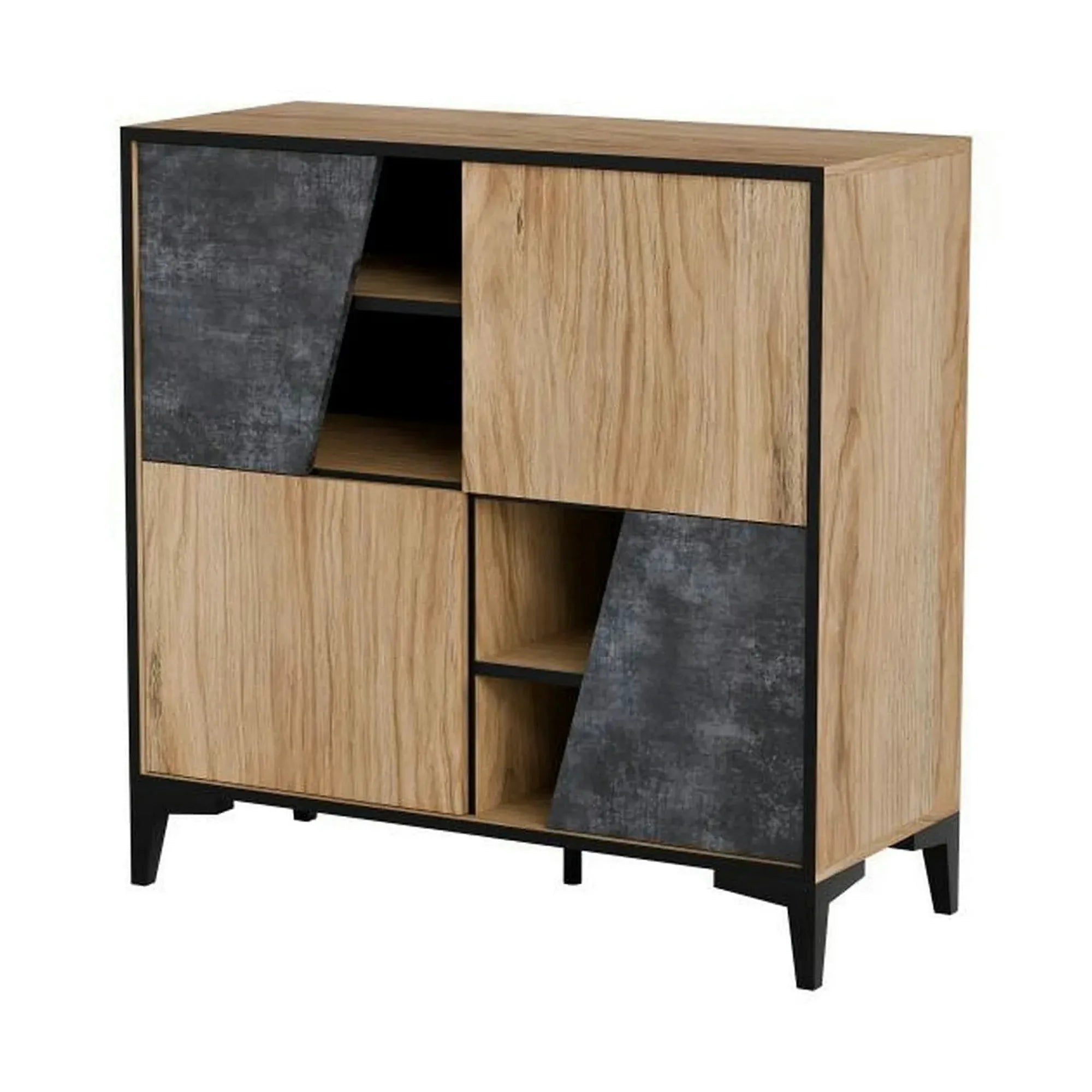 Comoda OVO, stejar/gri beton, PAL laminat, 90x38x90 cm