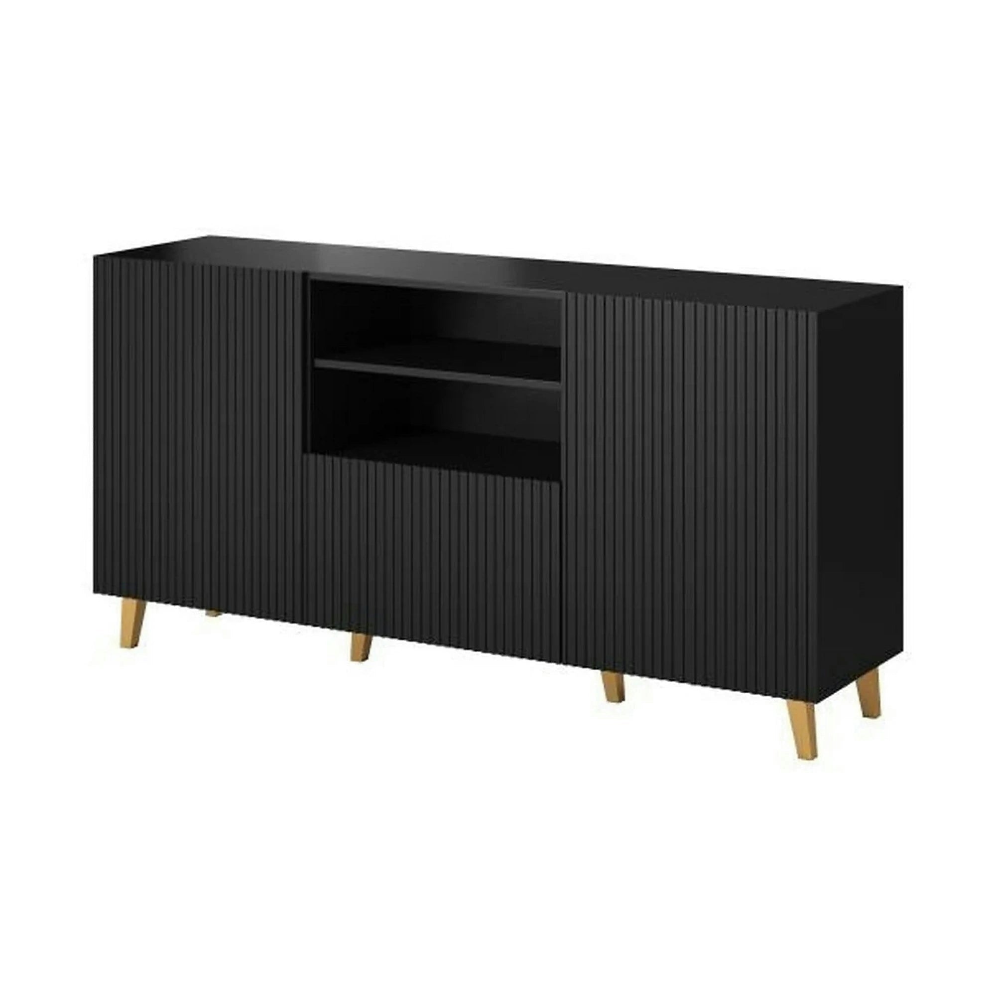 Comoda PAFOS, negru, PAL laminat, 150x40x82 cm