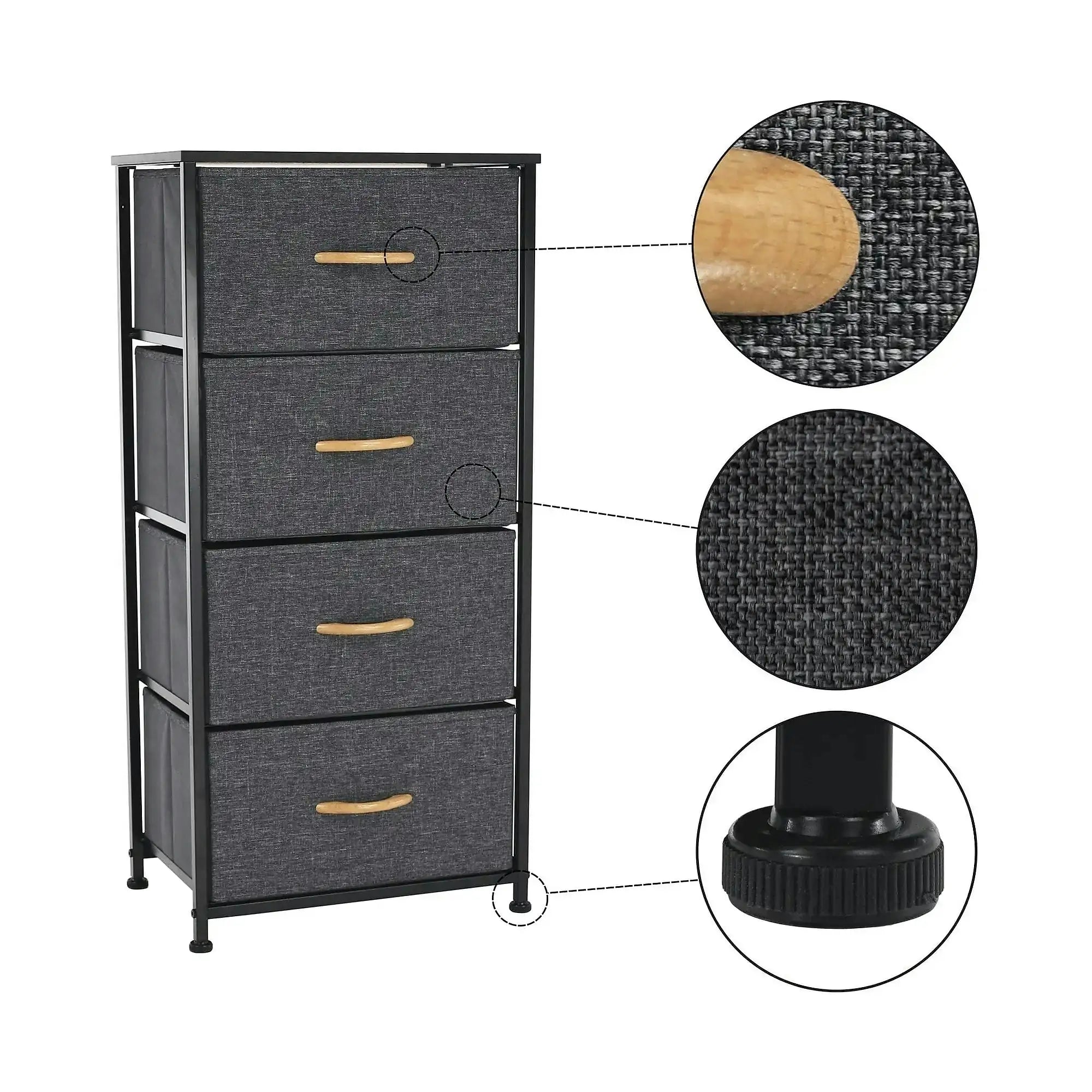 Comoda PALMERA TYP 2, negru/gri inchis, 45x30x95 cm