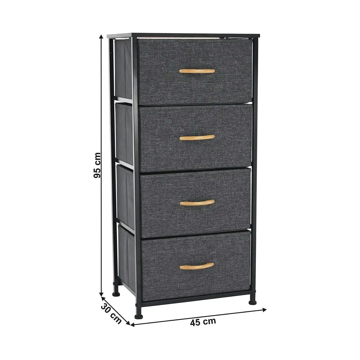 Comoda PALMERA TYP 2, negru/gri inchis, 45x30x95 cm