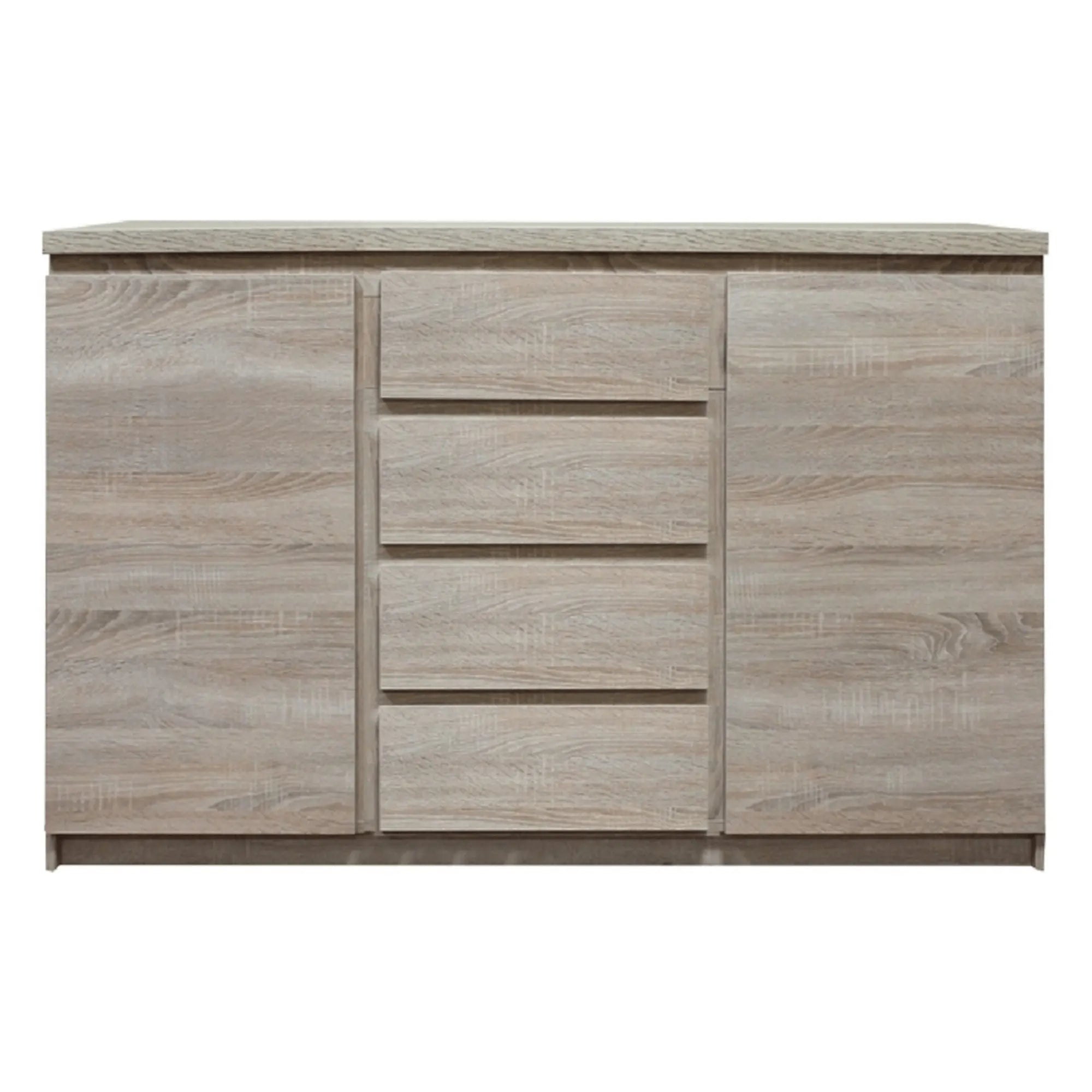 Comoda PANAMA TYP 08, cu 2 usi si 4 sertare, PAL, stejar sonoma, 133x41x88 cm