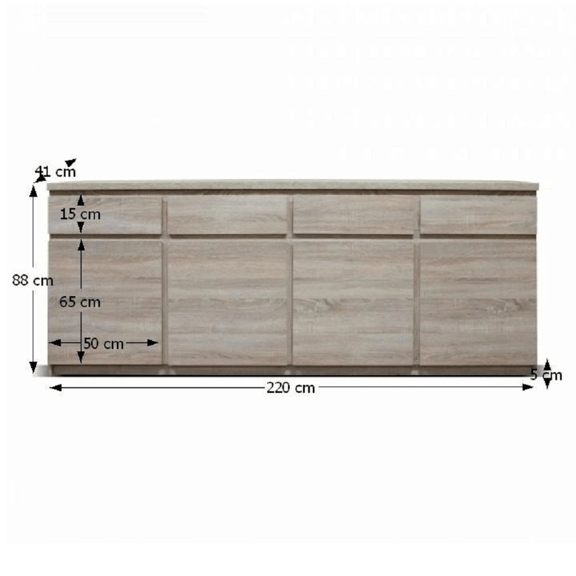 Comoda PANAMA TYP 11, stejar sonoma, PAL melaminat, 220x41x88 cm