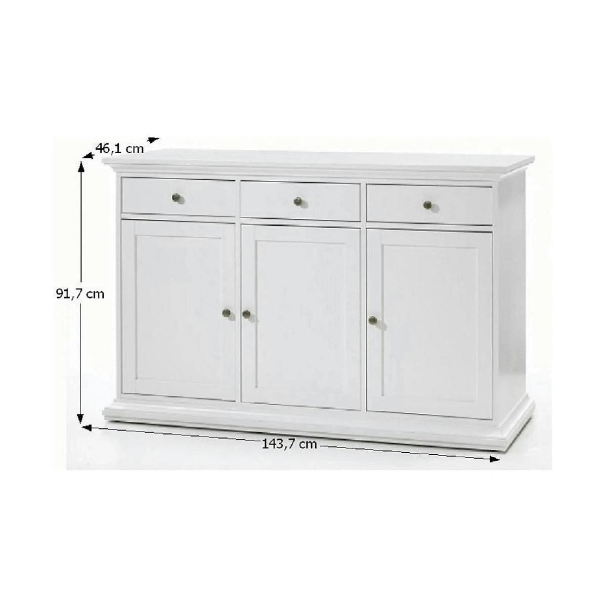 Comoda PARIS 77824, alb, PAL infoliat, 144x46x92 cm