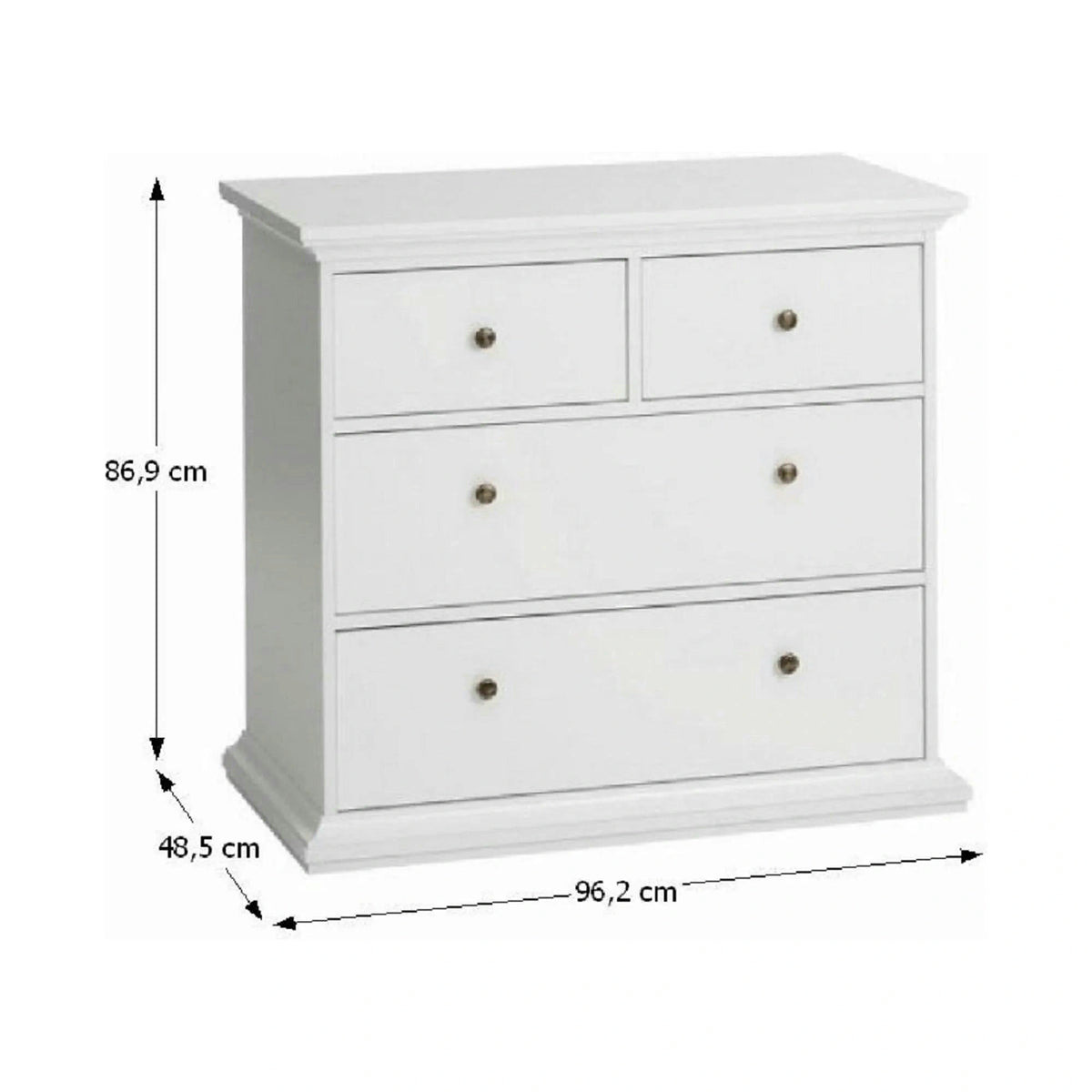 Comoda PARIS, alb, PAL infoliat, 96x49x87 cm