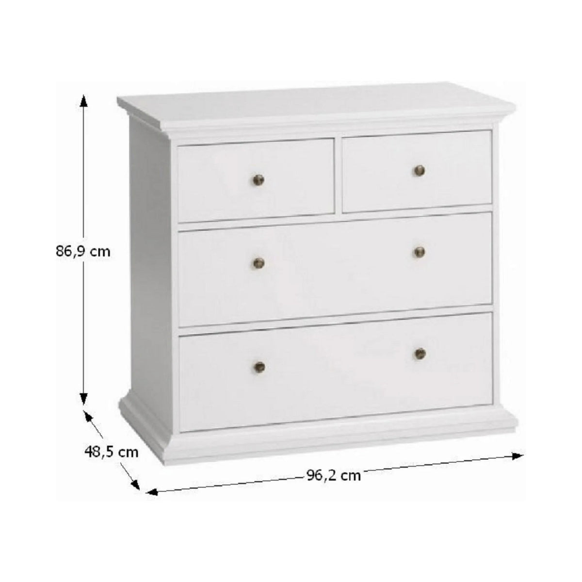 Comoda PARIS, alb, PAL infoliat, 96x49x87 cm