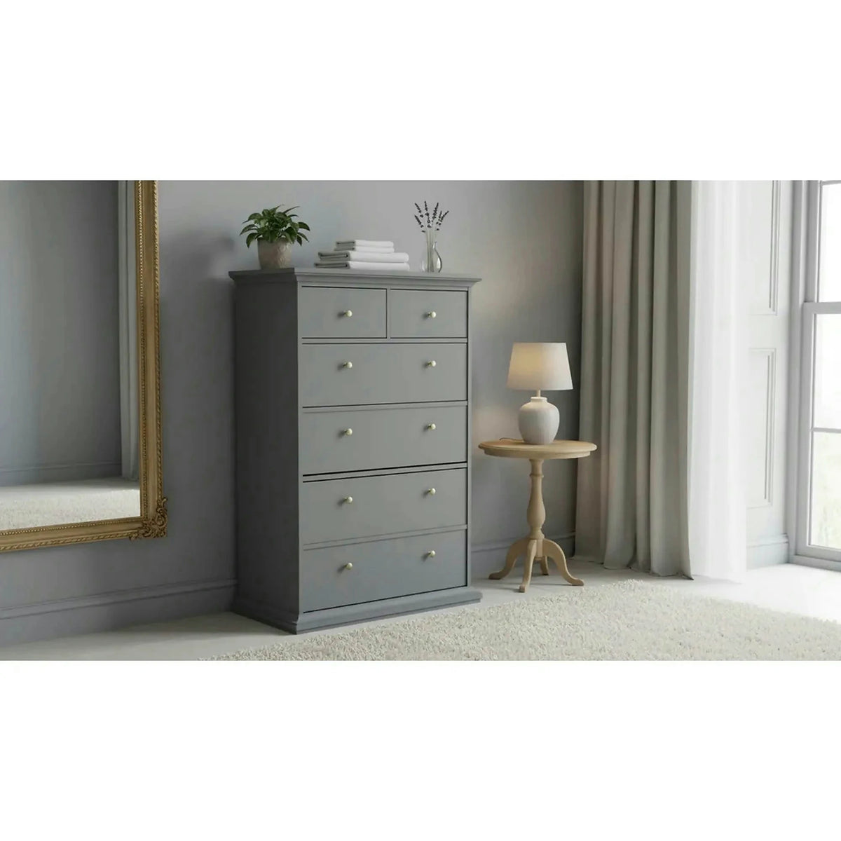 Comoda PARIS, gri, PAL laminat/metal, 96x49x140 cm