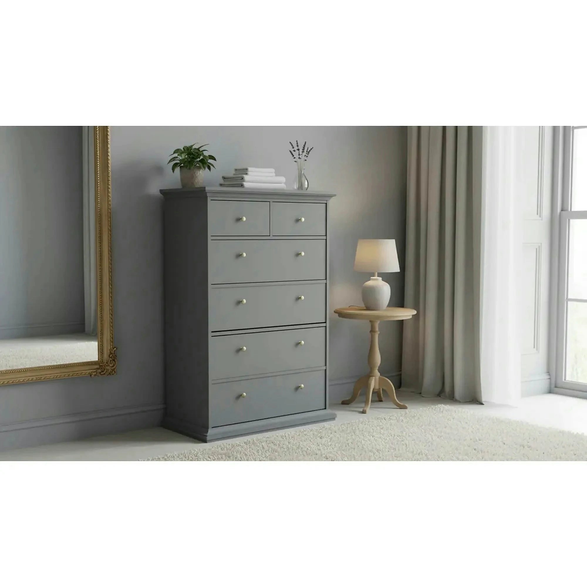Comoda PARIS, gri, PAL laminat/metal, 96x49x140 cm