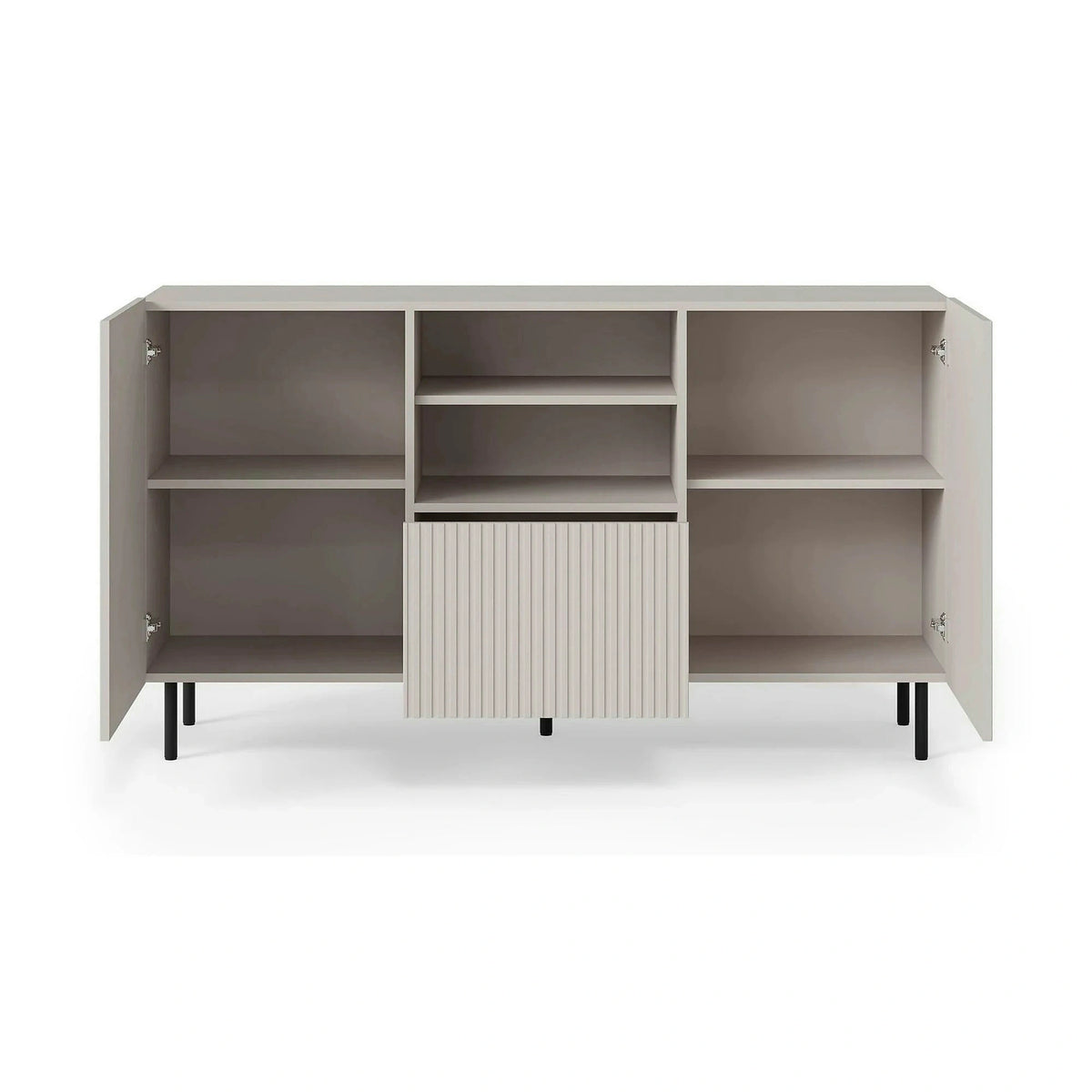 Comoda PAXOS KM-1, casmir/negru, PAL laminat/otel, 150x40x84 cm
