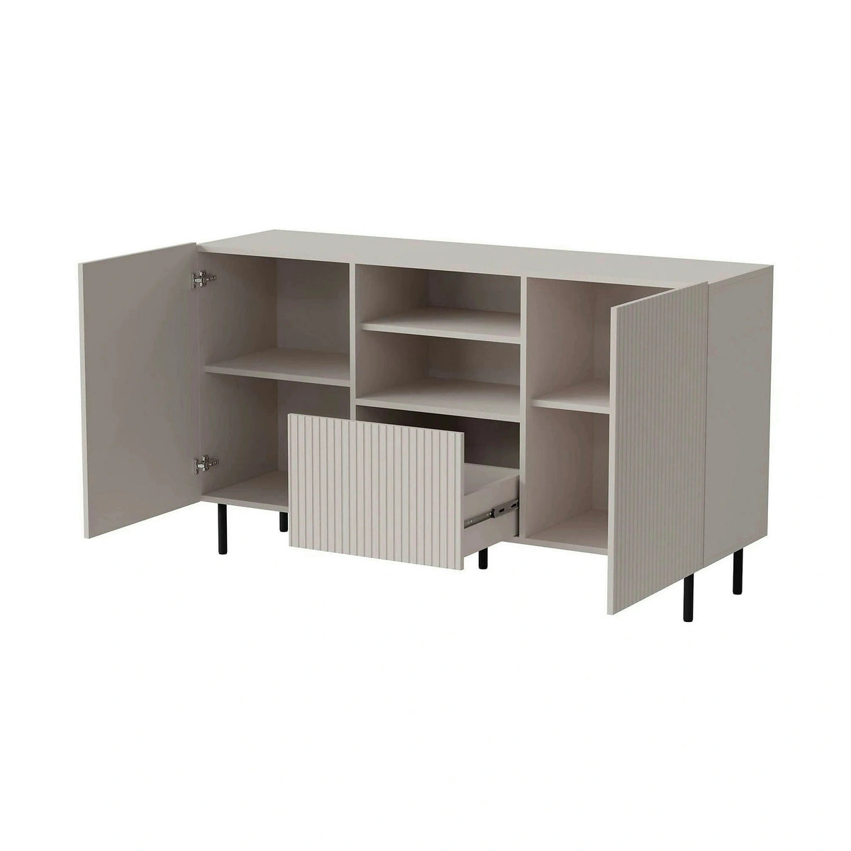 Comoda PAXOS KM-1, casmir/negru, PAL laminat/otel, 150x40x84 cm