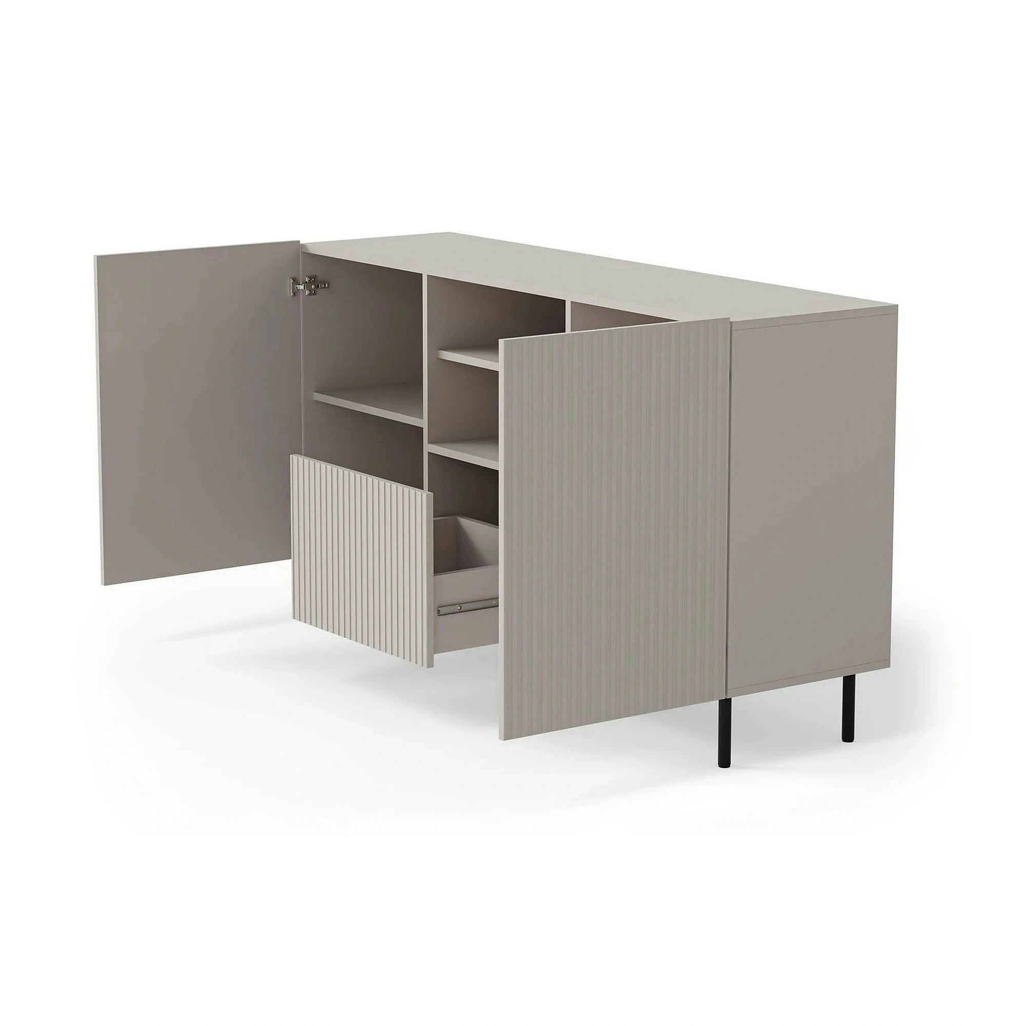 Comoda PAXOS KM-1, casmir/negru, PAL laminat/otel, 150x40x84 cm