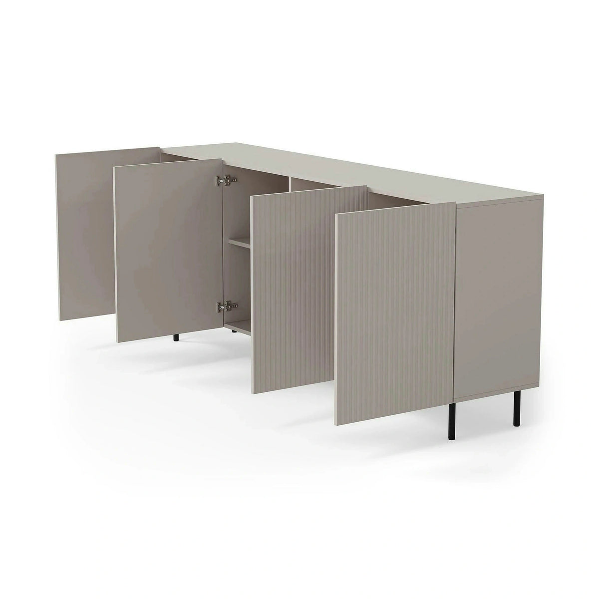 Comoda PAXOS KM-2, casmir/negru, PAL laminat/otel, 180x40x84 cm