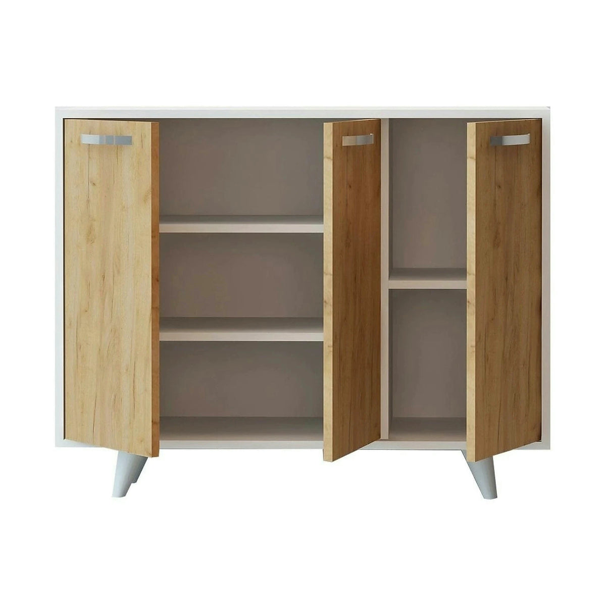 Comoda Piffa, stejar/alb, PAL melaminat, 100x35x82 cm