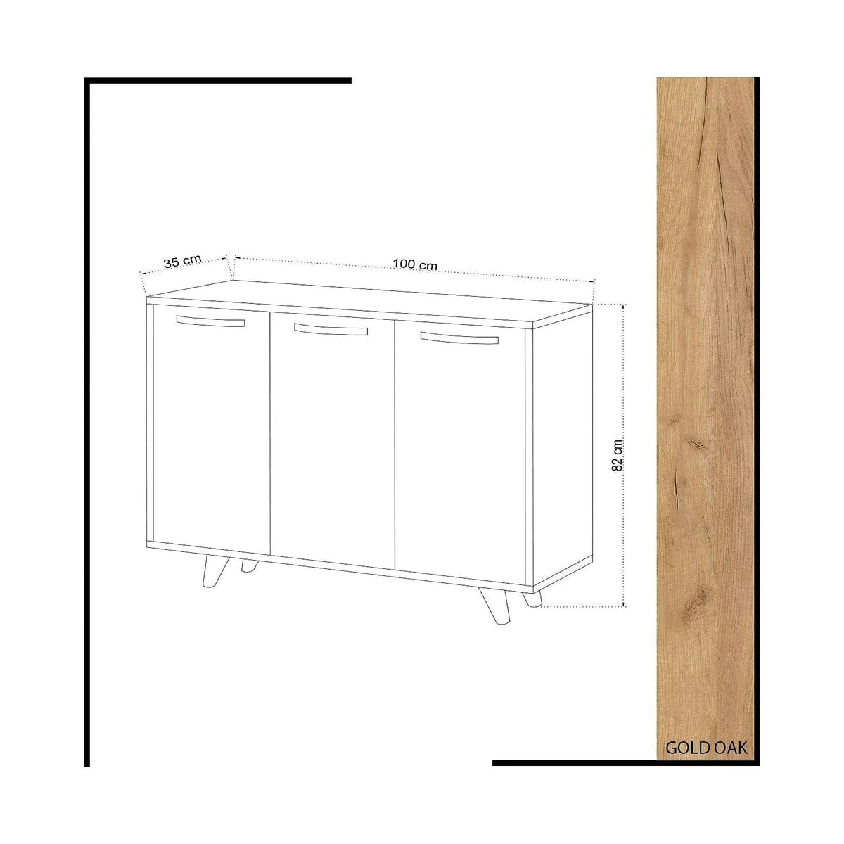 Comoda Piffa, stejar/alb, PAL melaminat, 100x35x82 cm