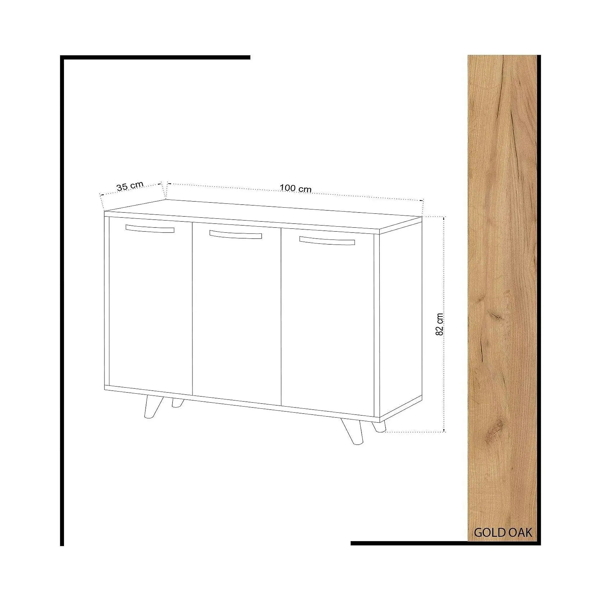 Comoda Piffa, stejar/alb, PAL melaminat, 100x35x82 cm