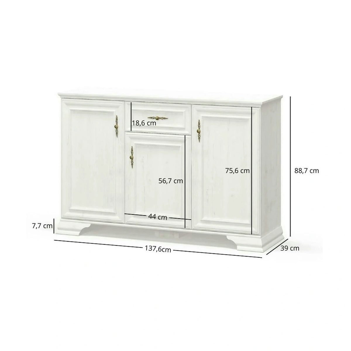 Comoda pin alb anderson IRYS, PAL laminat, 138x39x89 cm