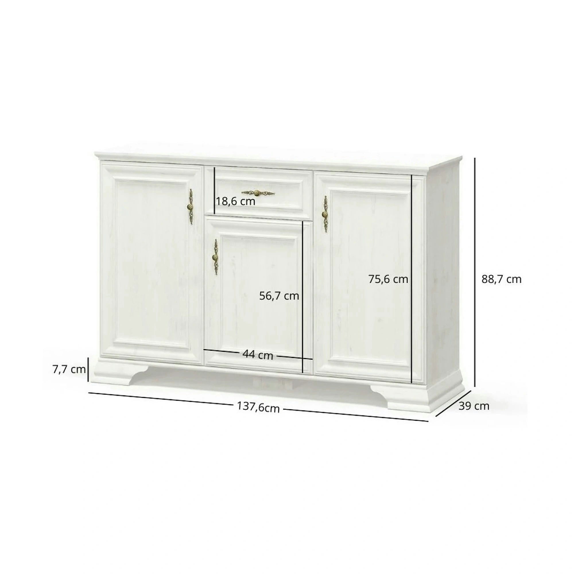 Comoda pin alb anderson IRYS, PAL laminat, 138x39x89 cm