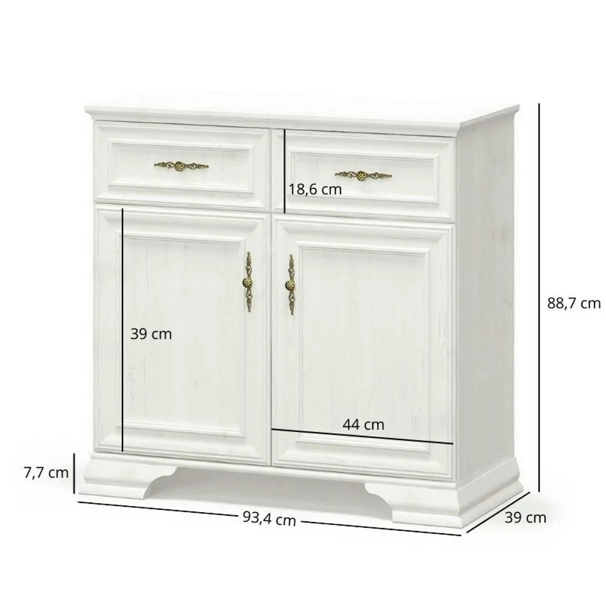 Comoda pin alb anderson IRYS, PAL laminat, 93x39x89 cm
