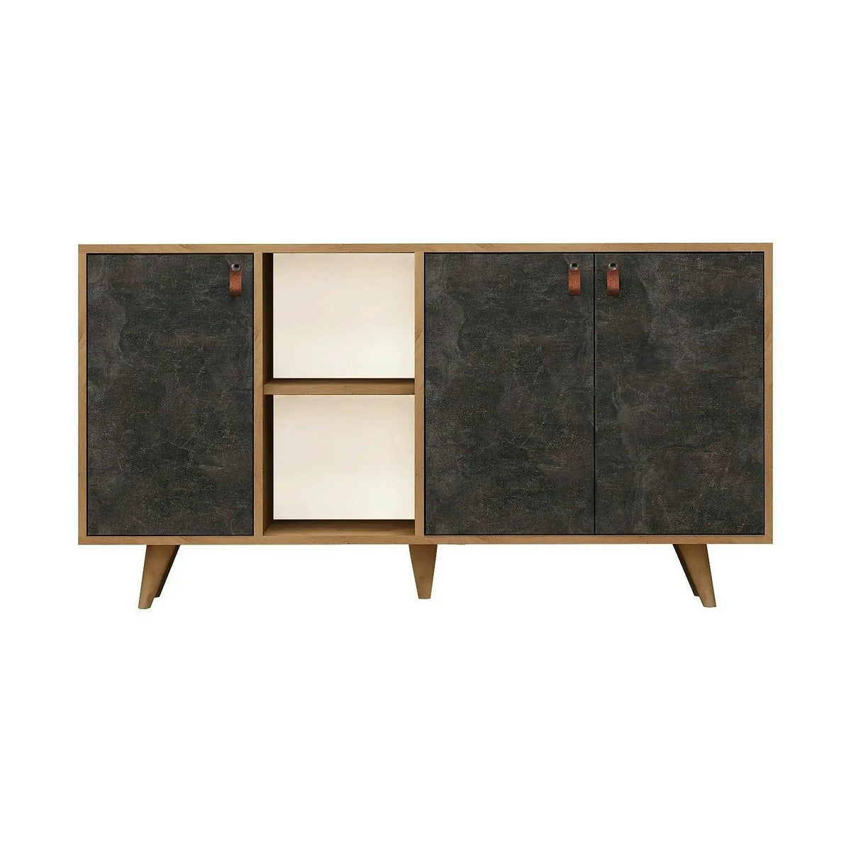 Comoda Planky,stejar/gri antracit, PAL melaminat, 140x40x86 cm